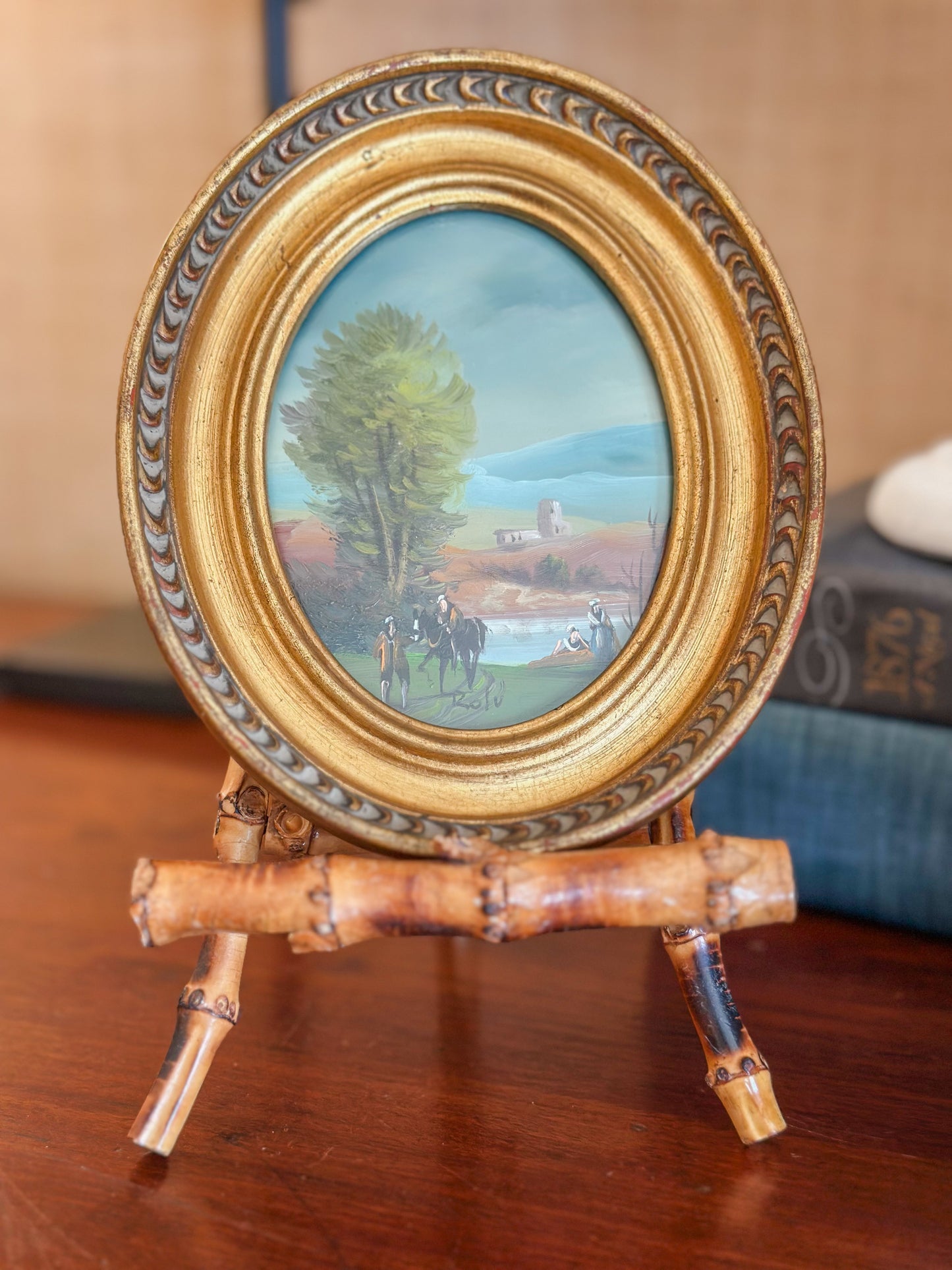 Vintage Miniature Italian Oil Painting