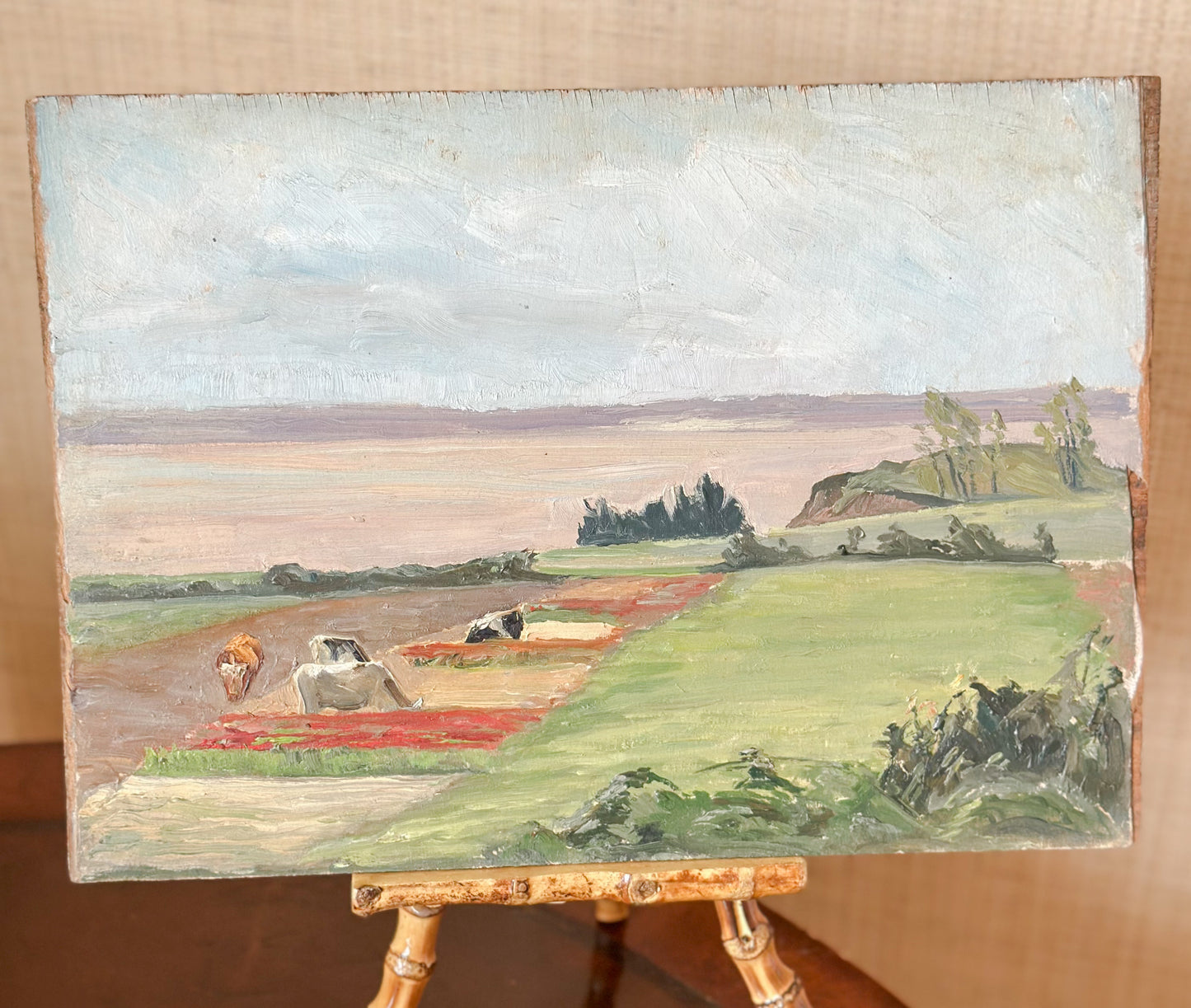 ‘Cows Grazing’ Oil on Board Painting