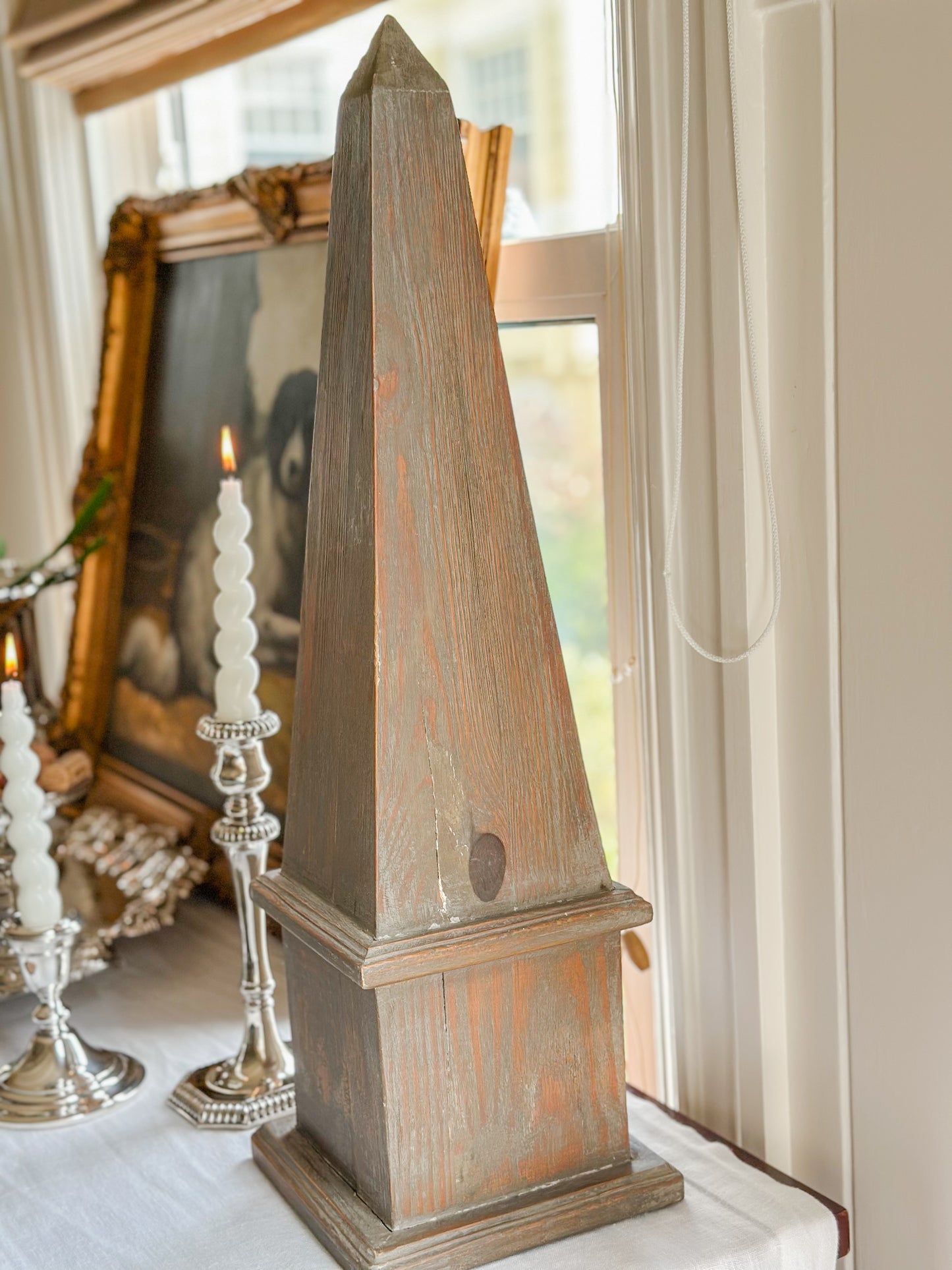 Wooden Obelisk Pair