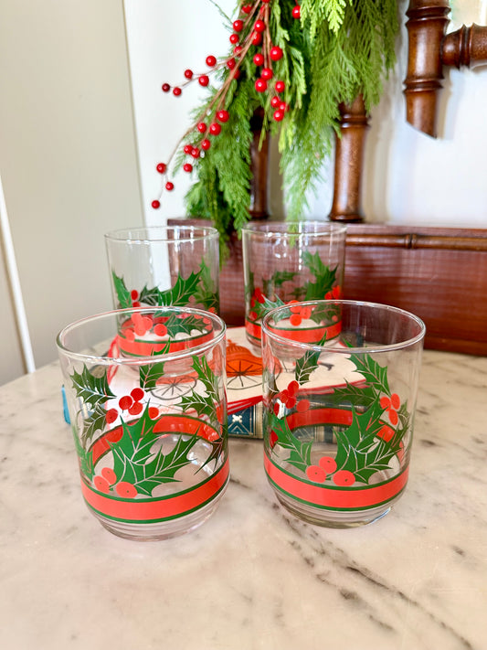 Libbey Holly & Berries Highball Glasses (Set of 6)