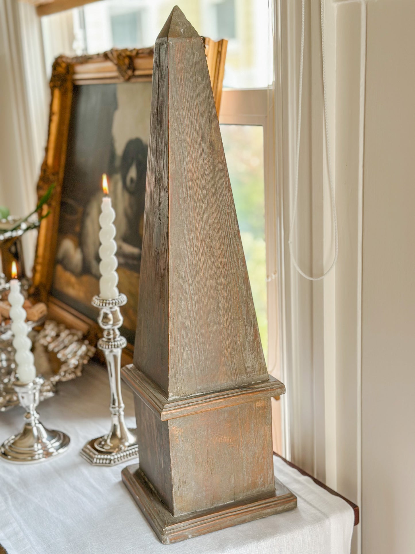 Wooden Obelisk Pair