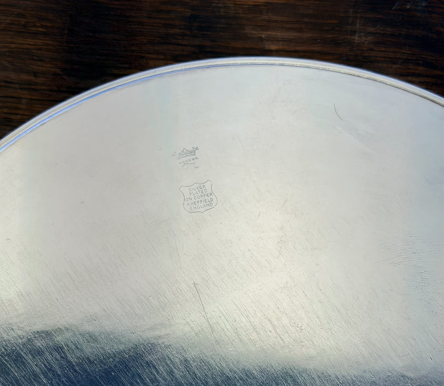 English Silverplate Gallery Tray with ‘V’ Monogram