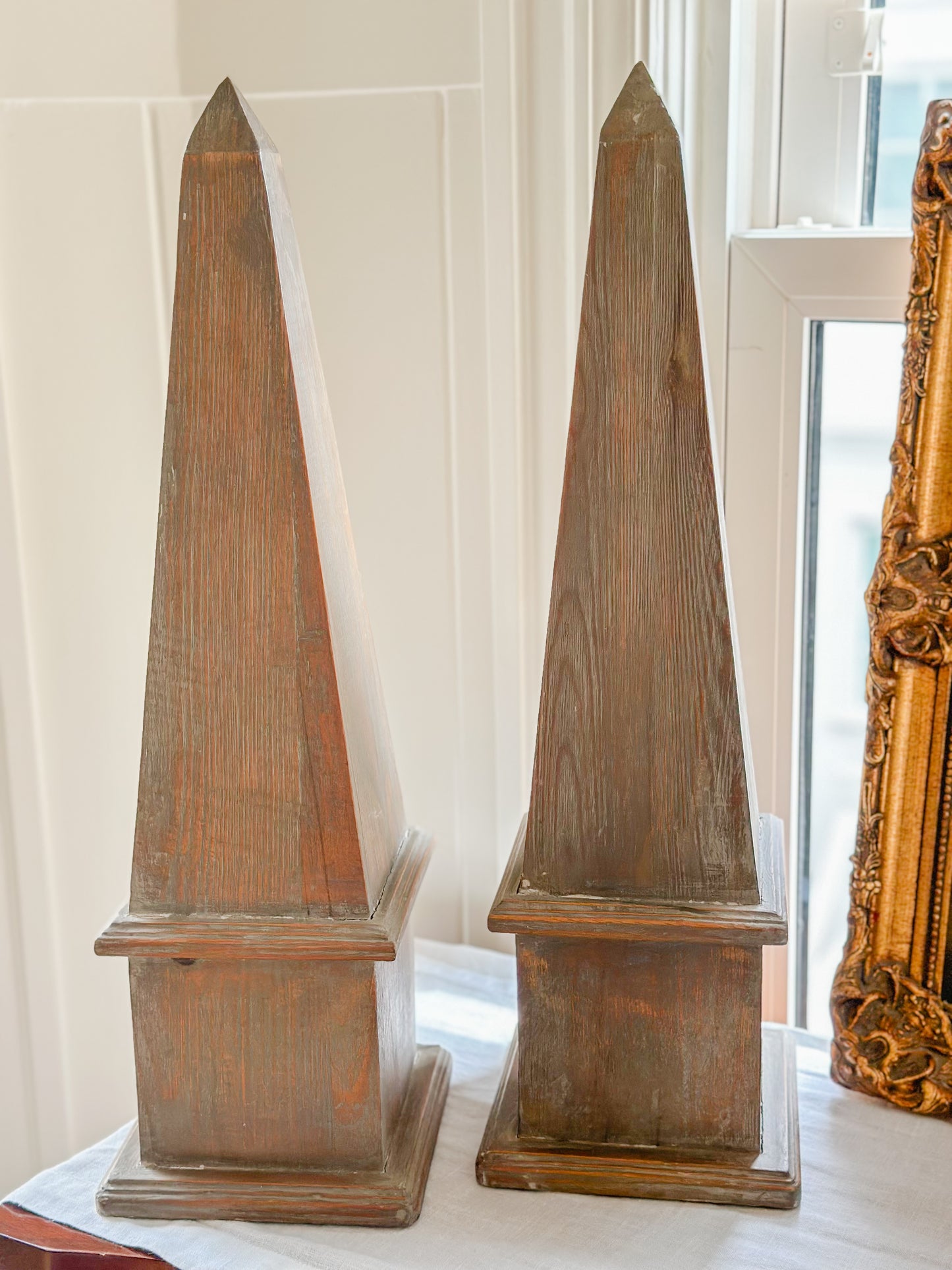 Wooden Obelisk Pair