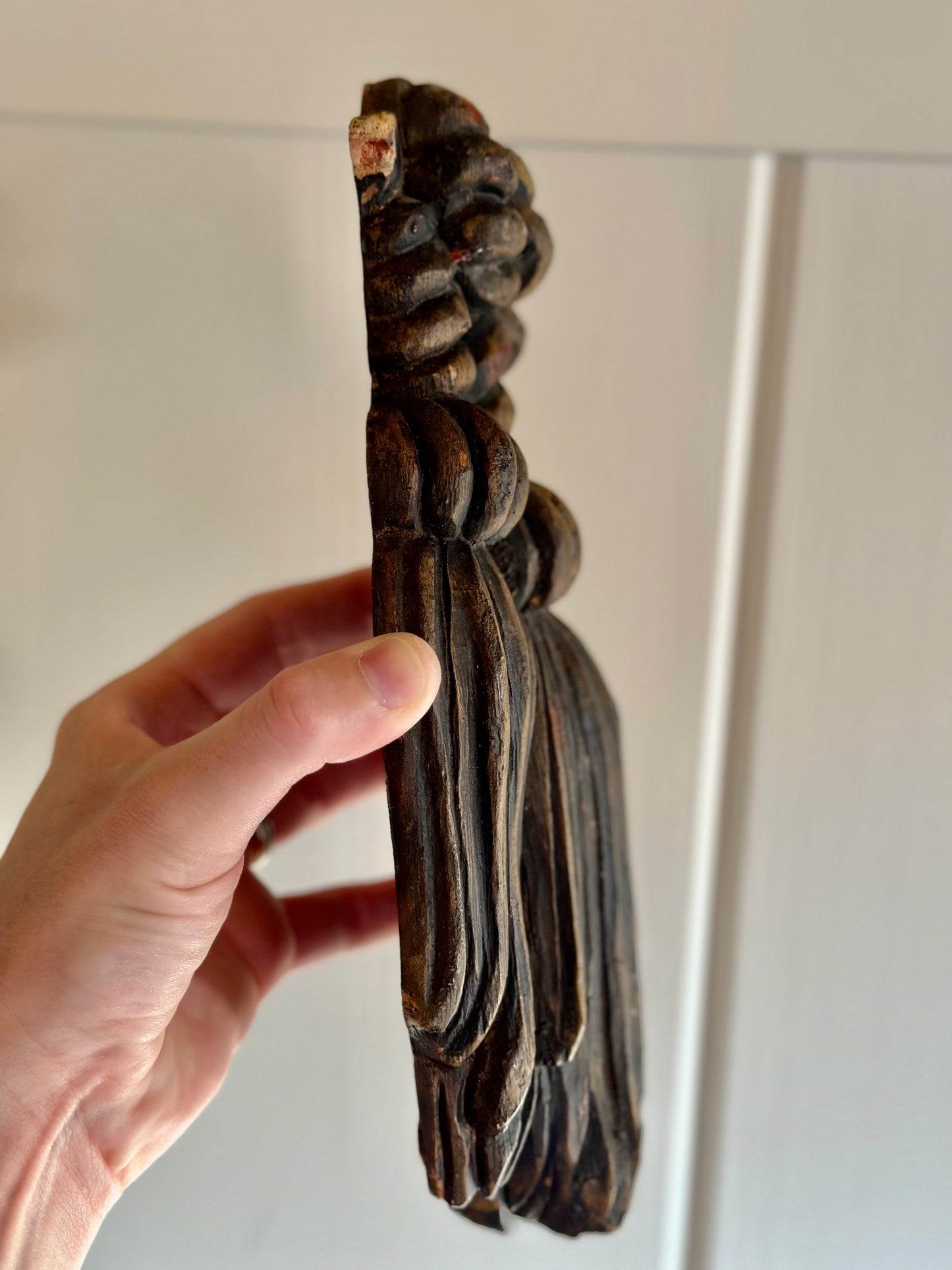 Carved Wooden Tassel Wall Hanging