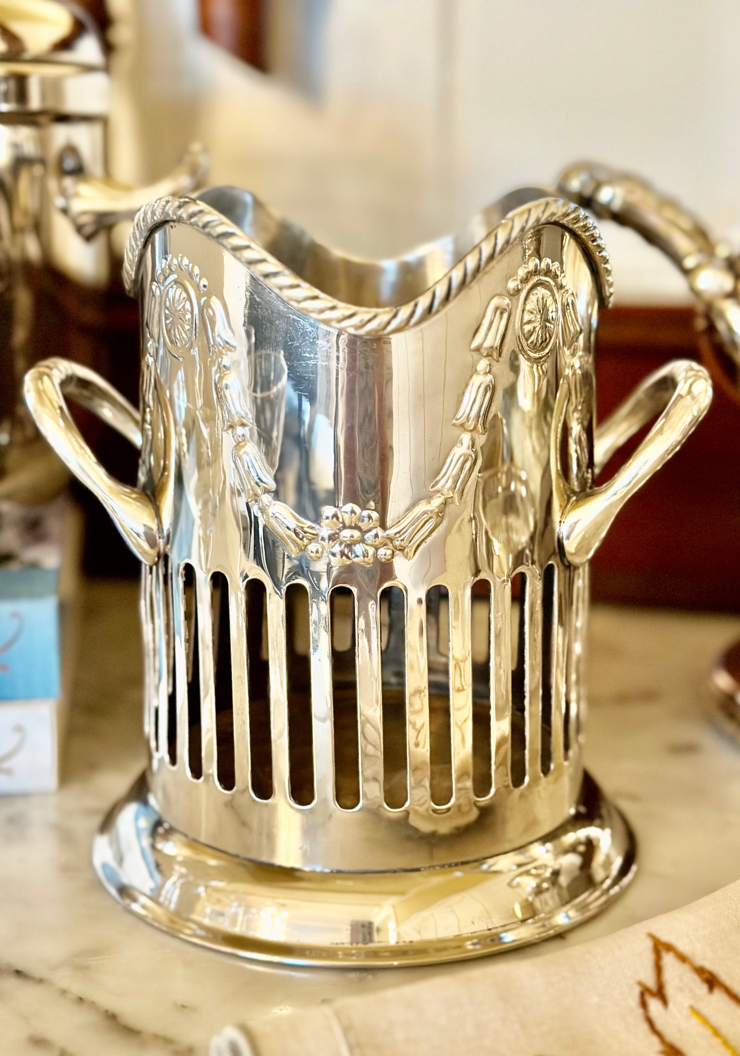 Silverplate Tall Wine Bottle Coaster