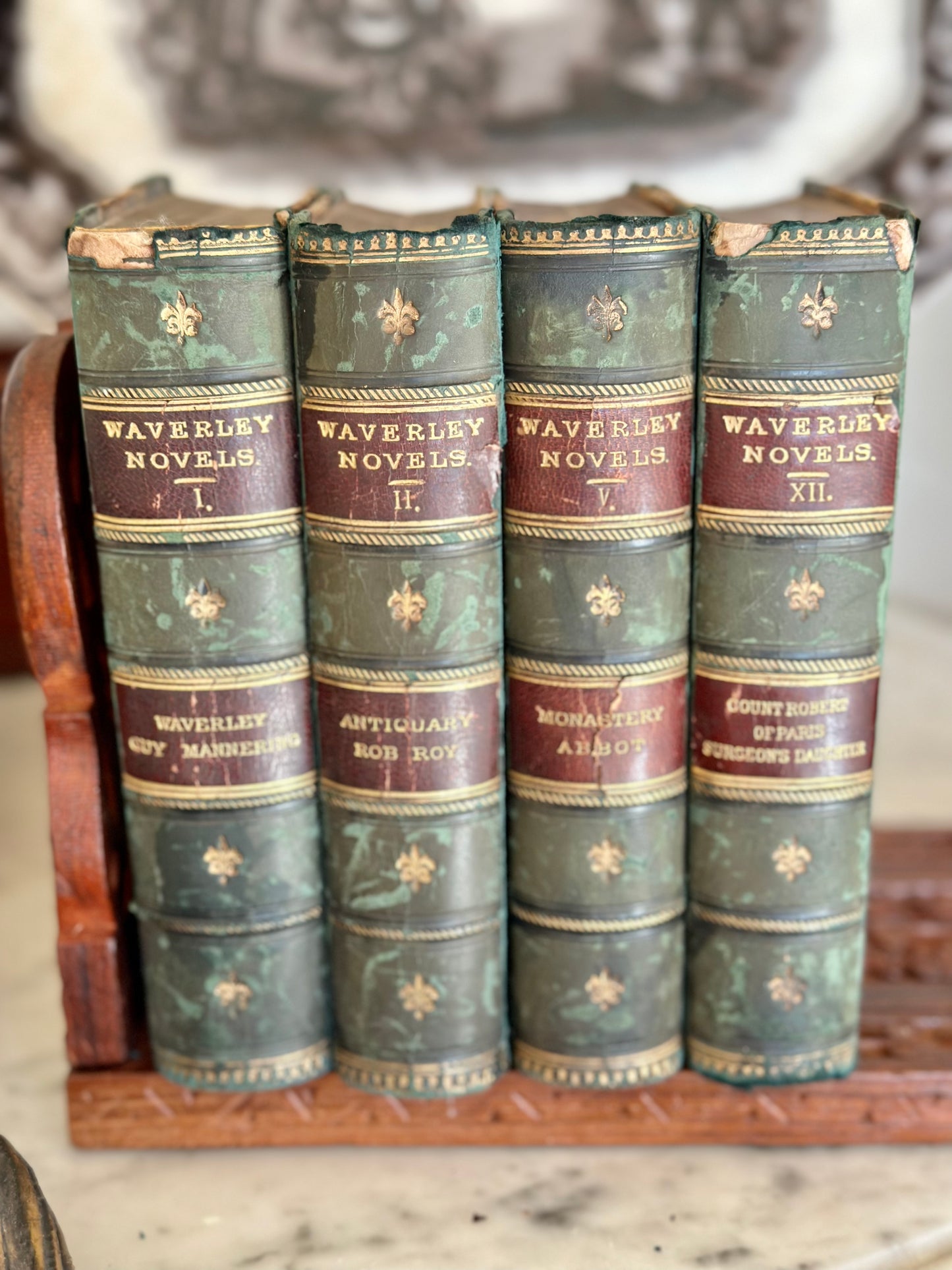 Antique Waverly Novels by Sir Walter Scott (Set of 4)