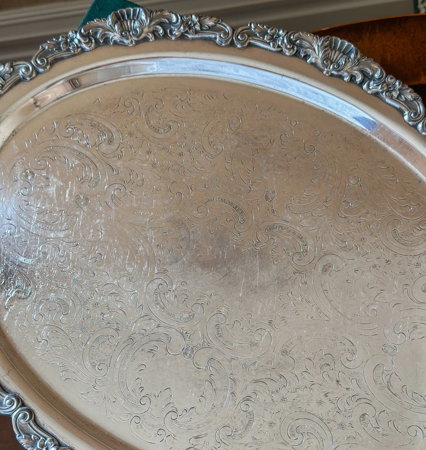 Vintage Silverplate Oval Footed Serving Tray