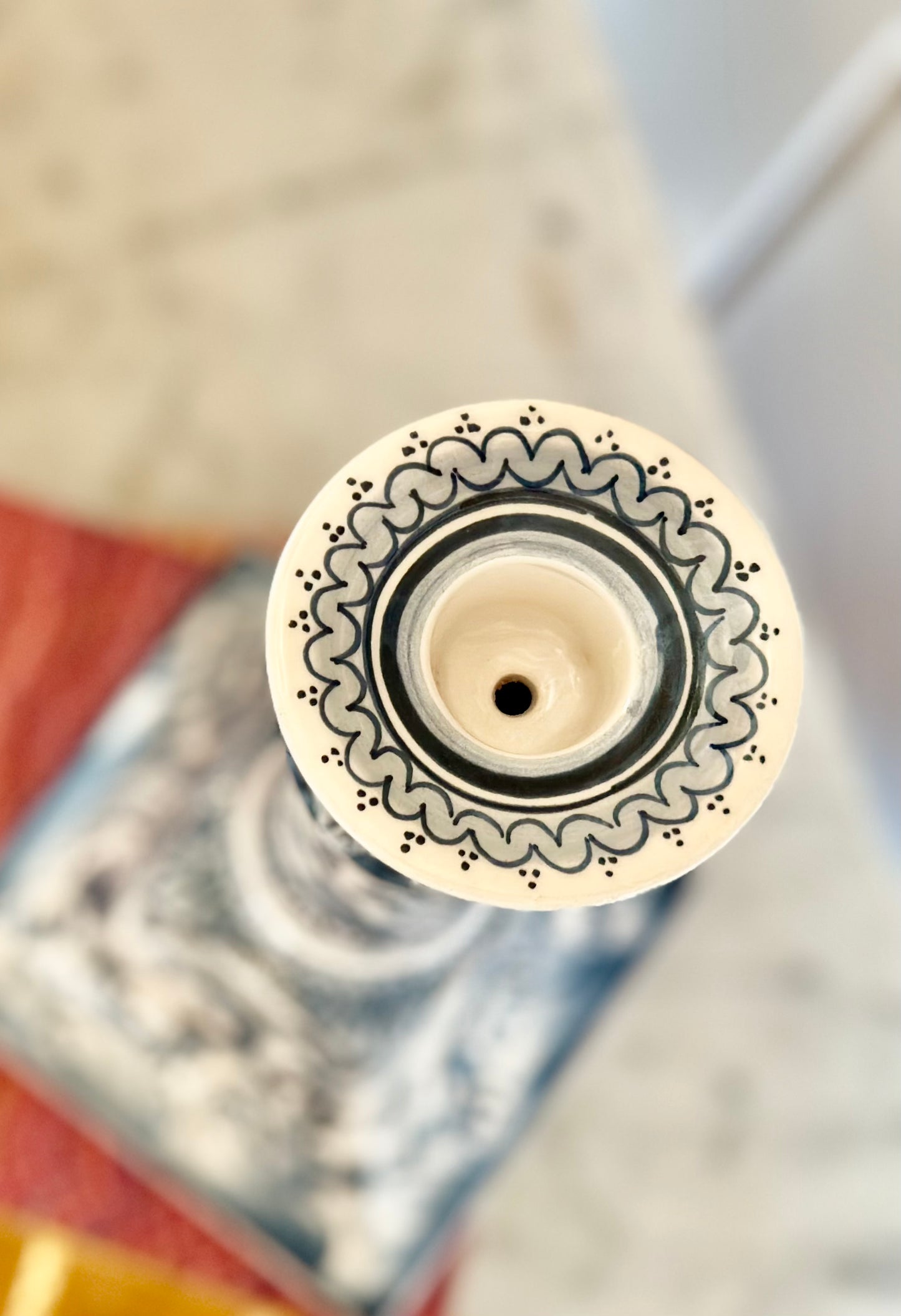 Portugese Hand-Painted Blue and White Candlesticks
