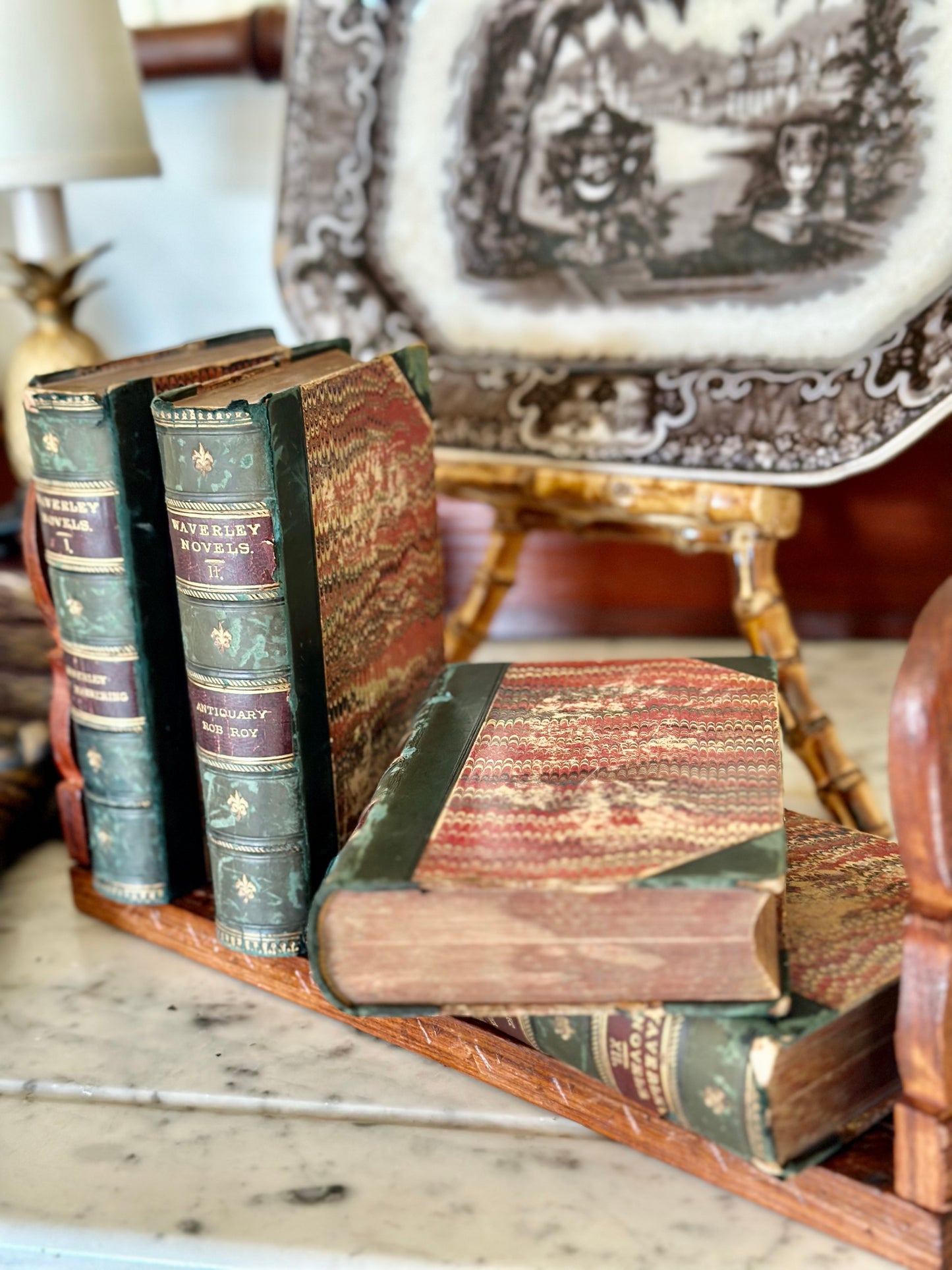 Antique Waverly Novels by Sir Walter Scott (Set of 4)