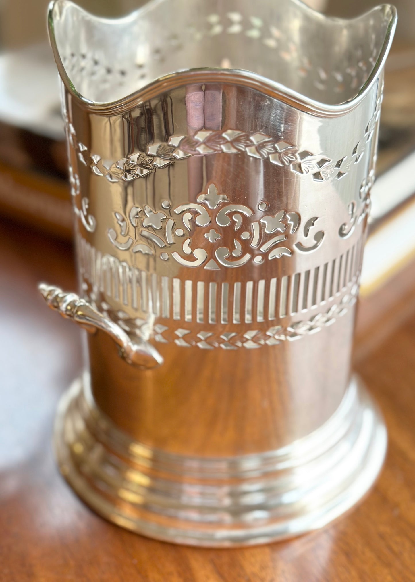 Tall Silverplate Wine Bottle Holder