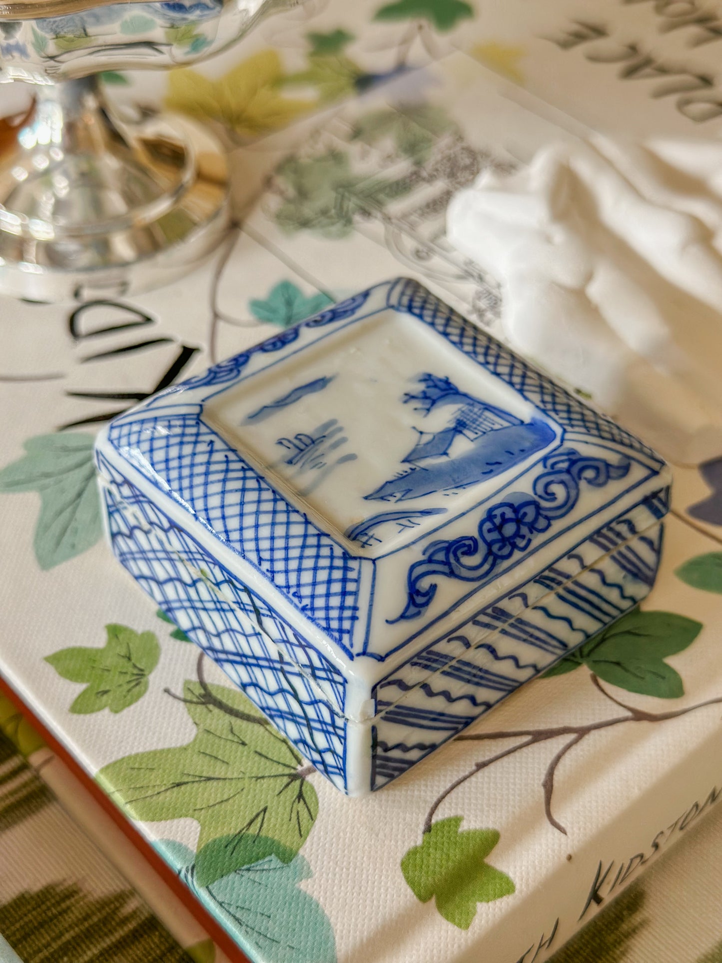 Blue and White Porcelain Trinket Box