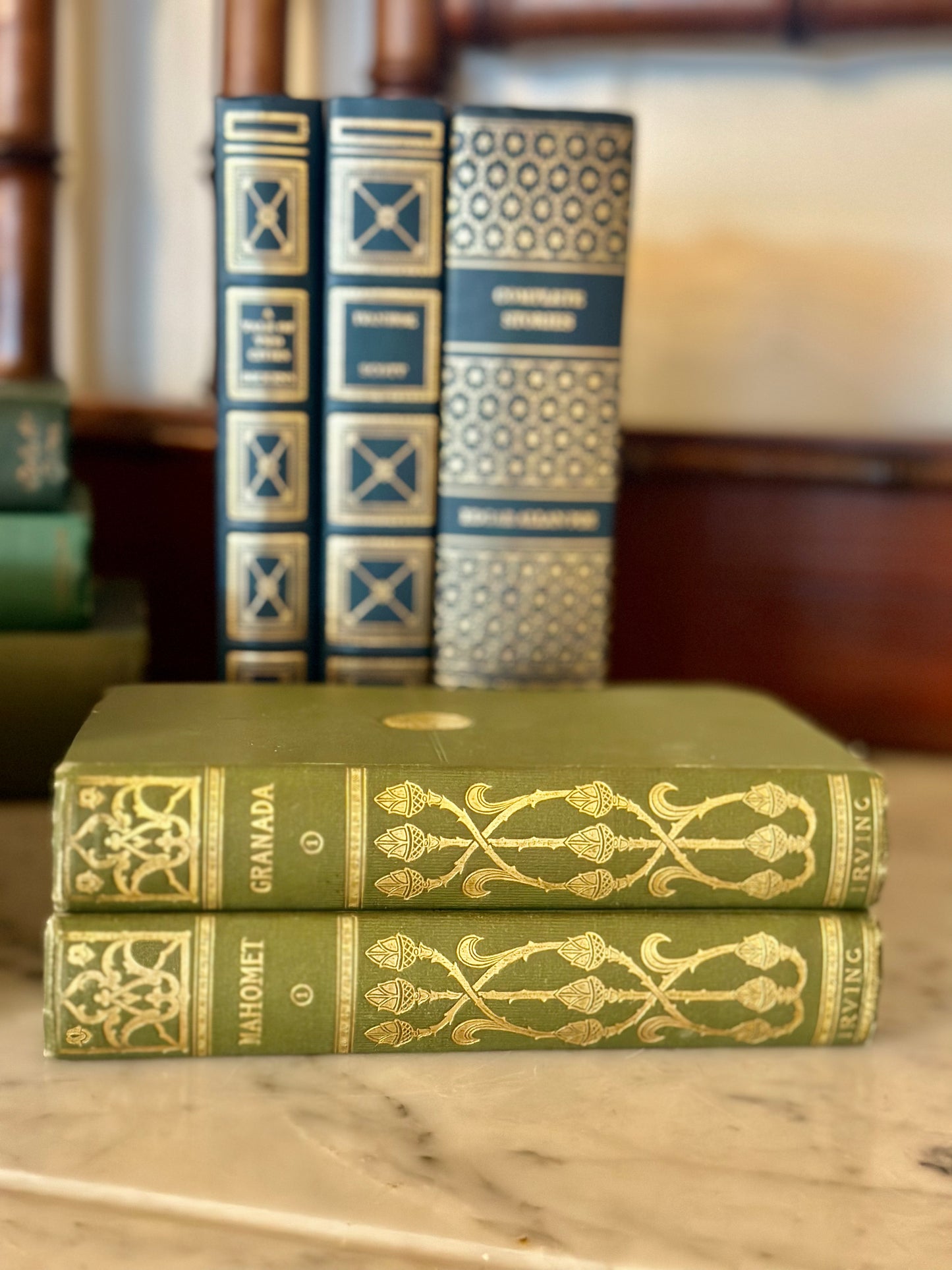 Antique Green & Gold Book Pair