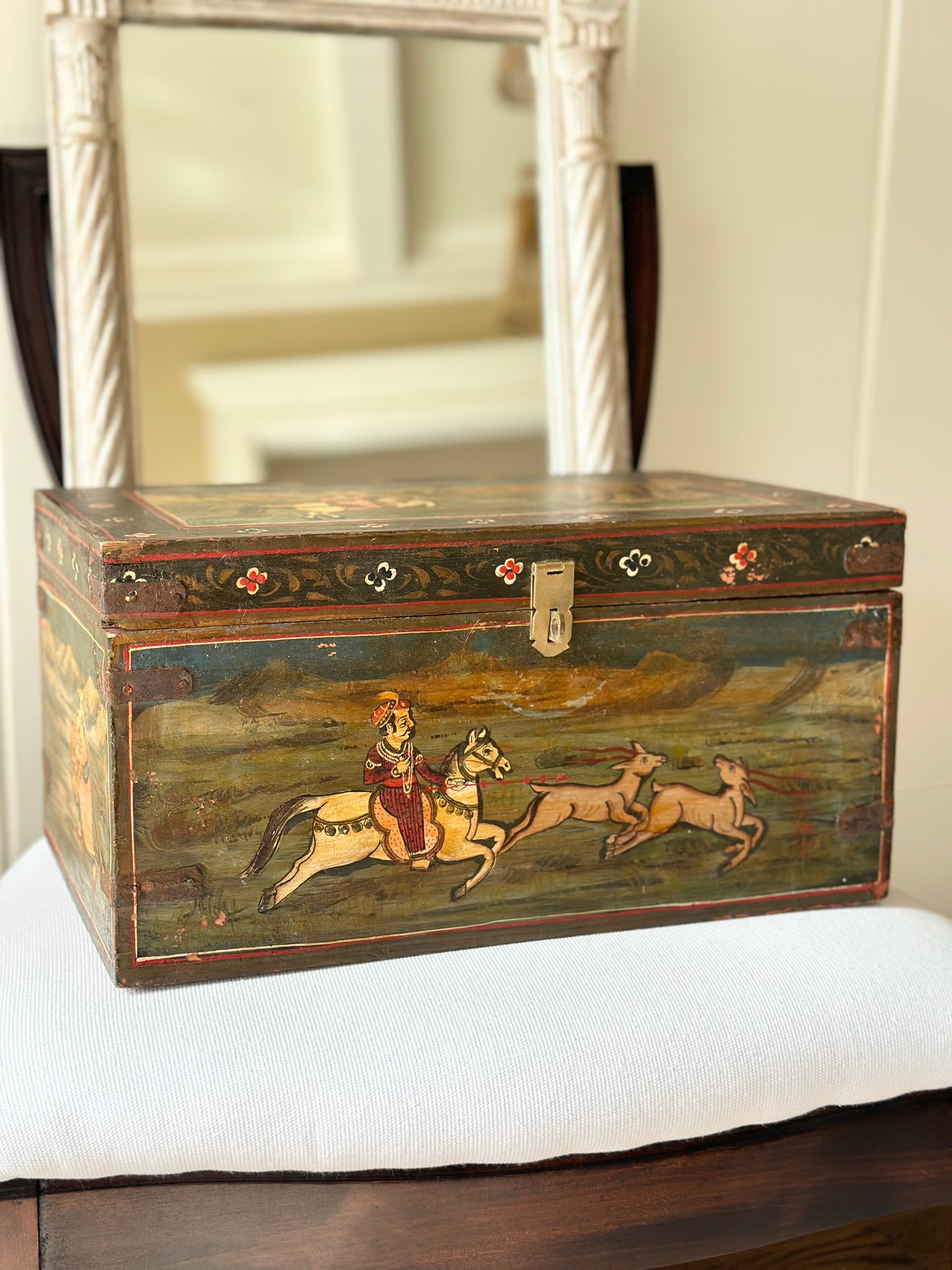 Mughal Style Hunting Scenes Painted Box