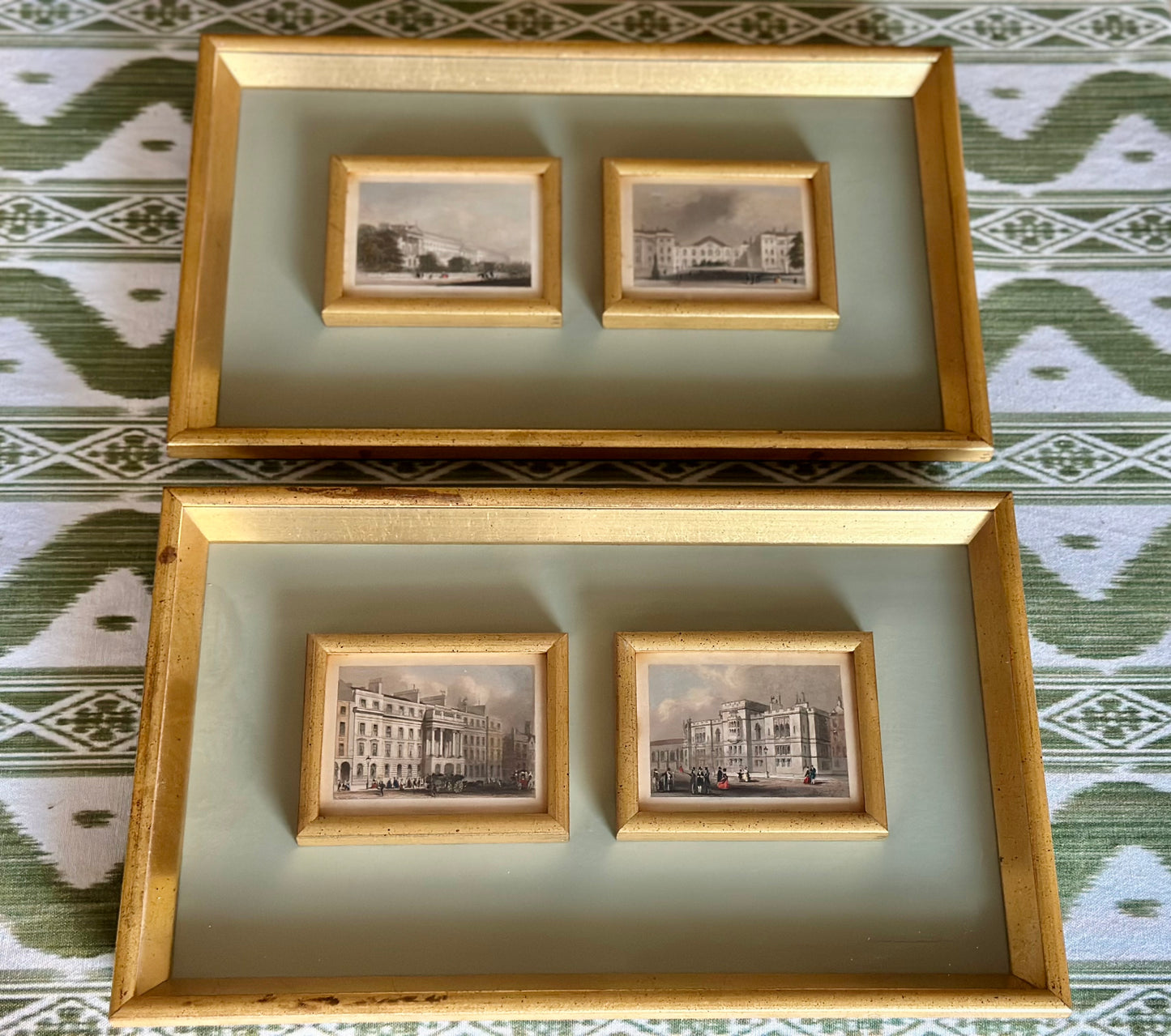 Antique English Hand-Colored Etchings of London Landmarks (Set of 2)