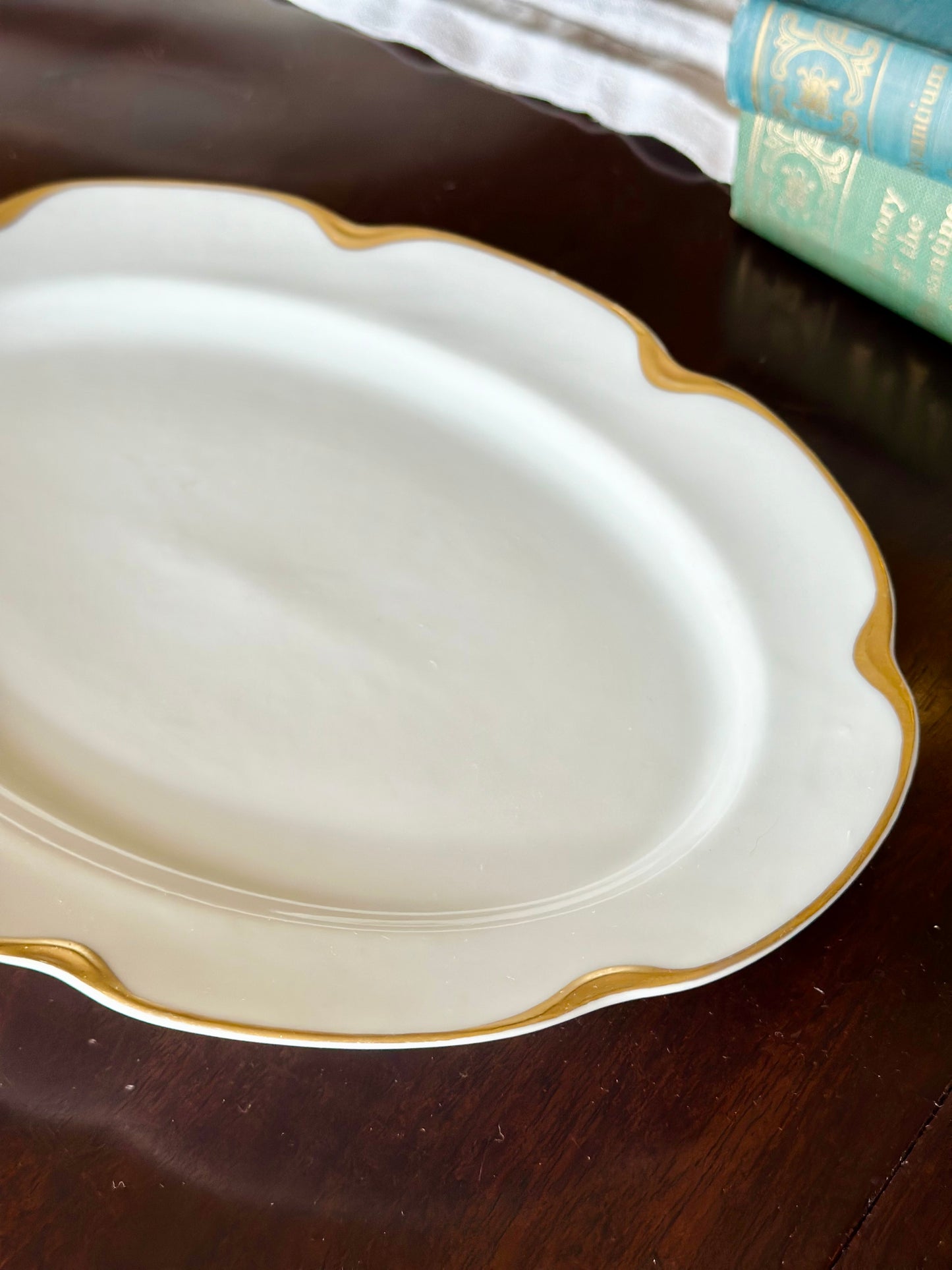 Haviland Limoges Gold-Rimmed Oval Serving Platter