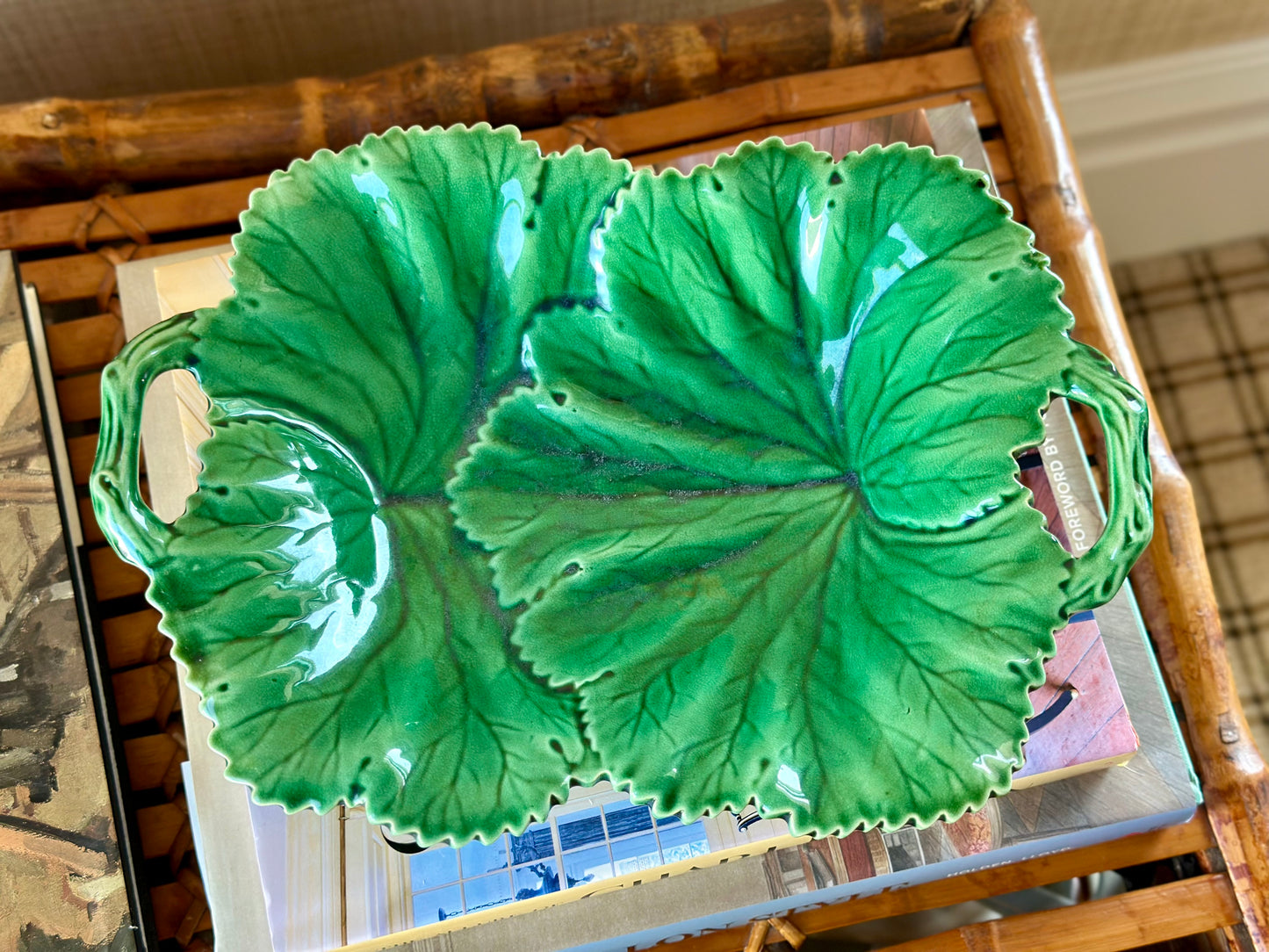Copeland English Majolica Leaf Platter