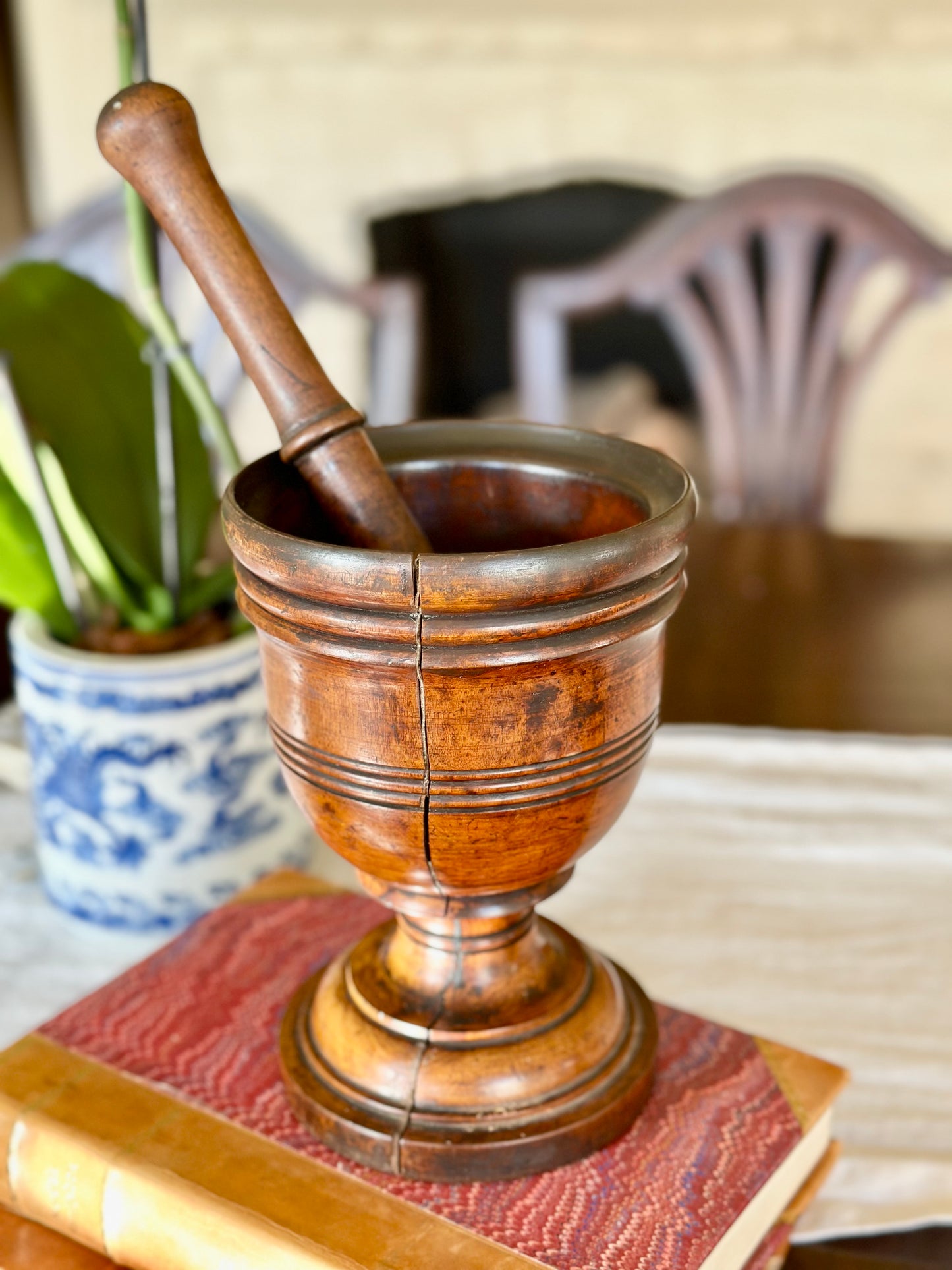 Antique Wood Mortar & Pestle
