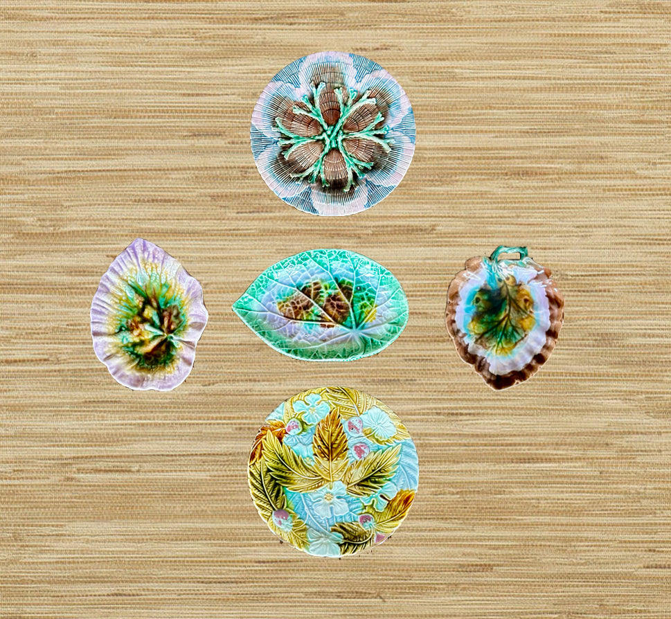 Vintage Majolica Leaves 5-Piece Set