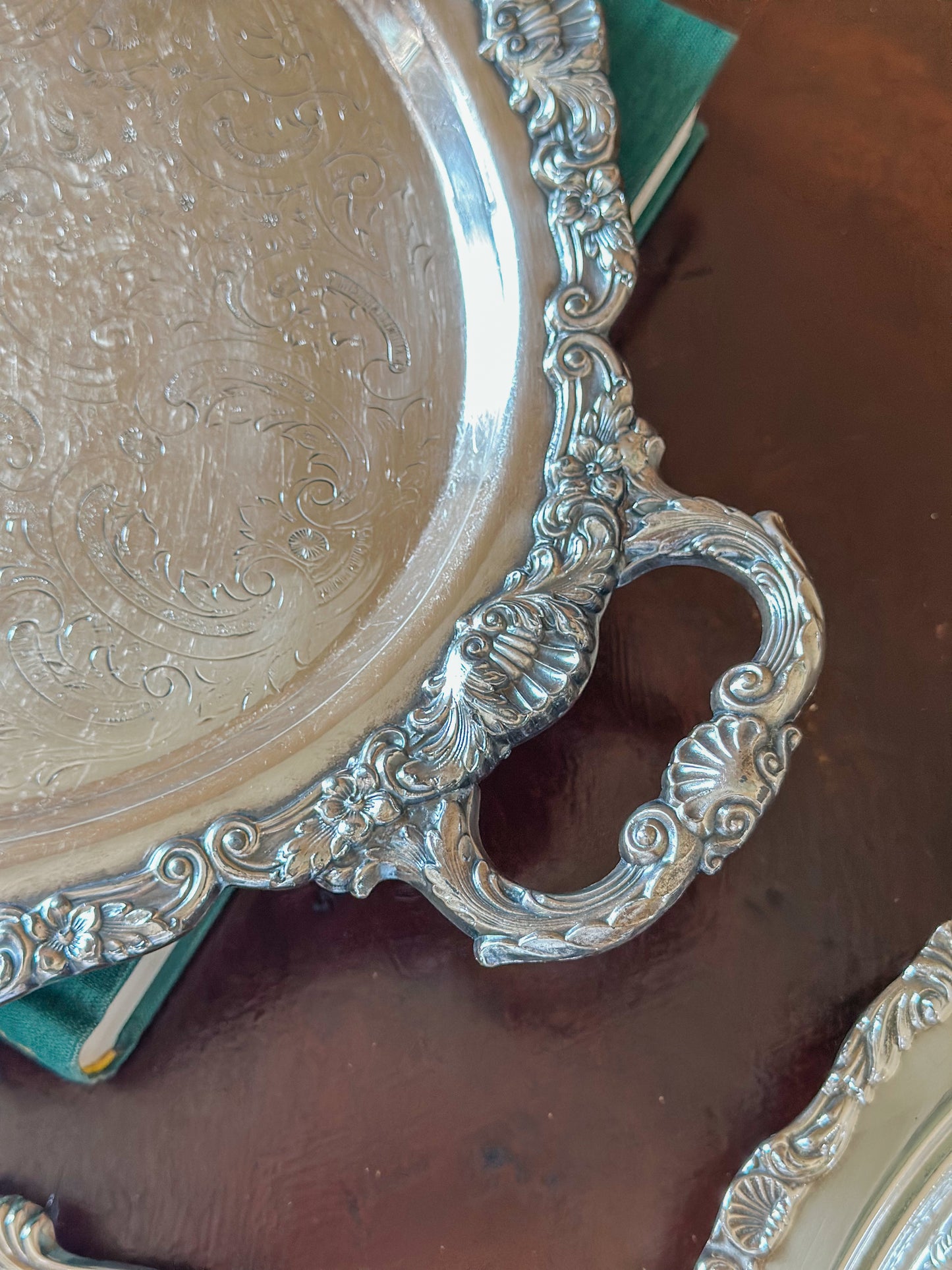 Vintage Silverplate Oval Footed Serving Tray