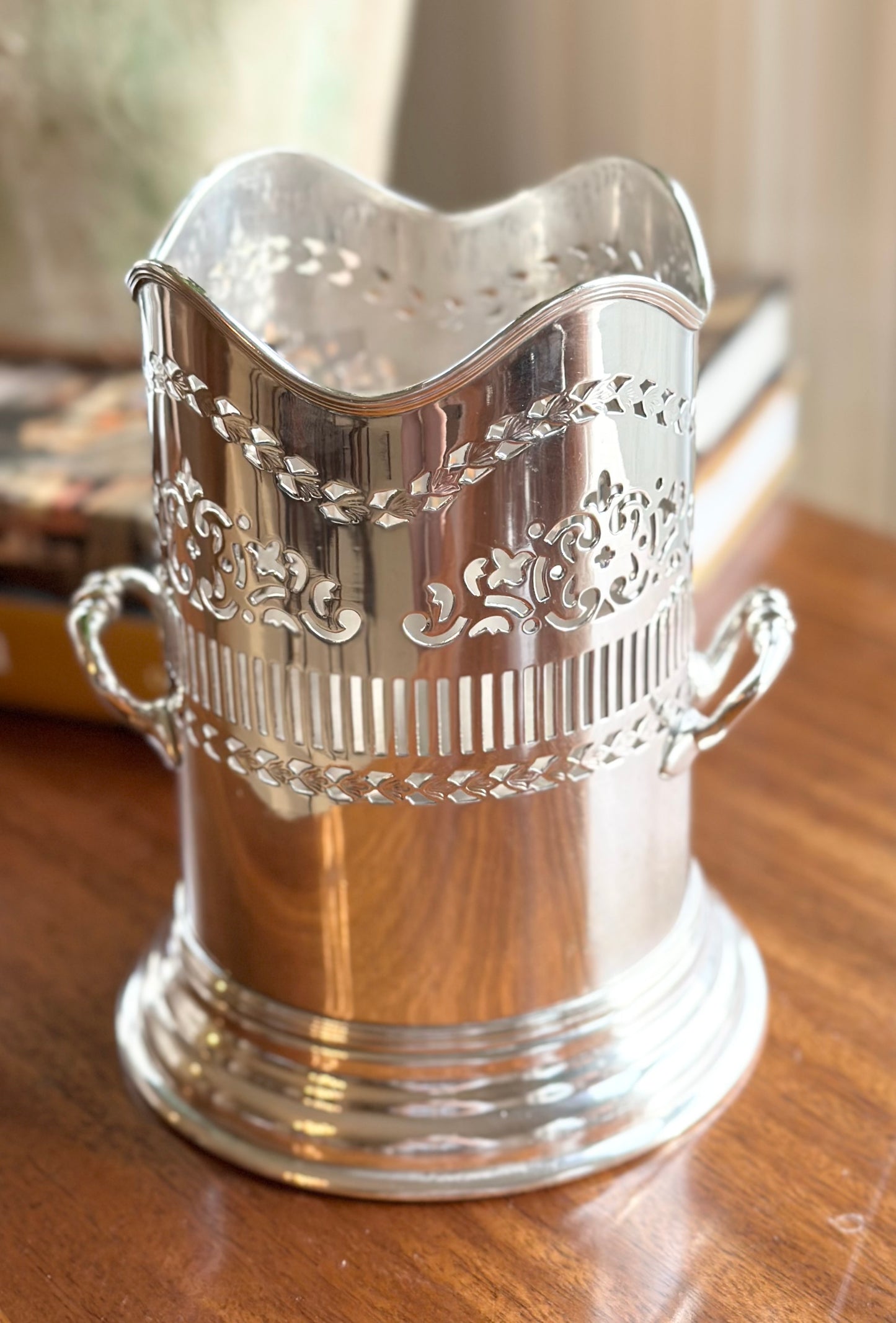 Tall Silverplate Wine Bottle Holder