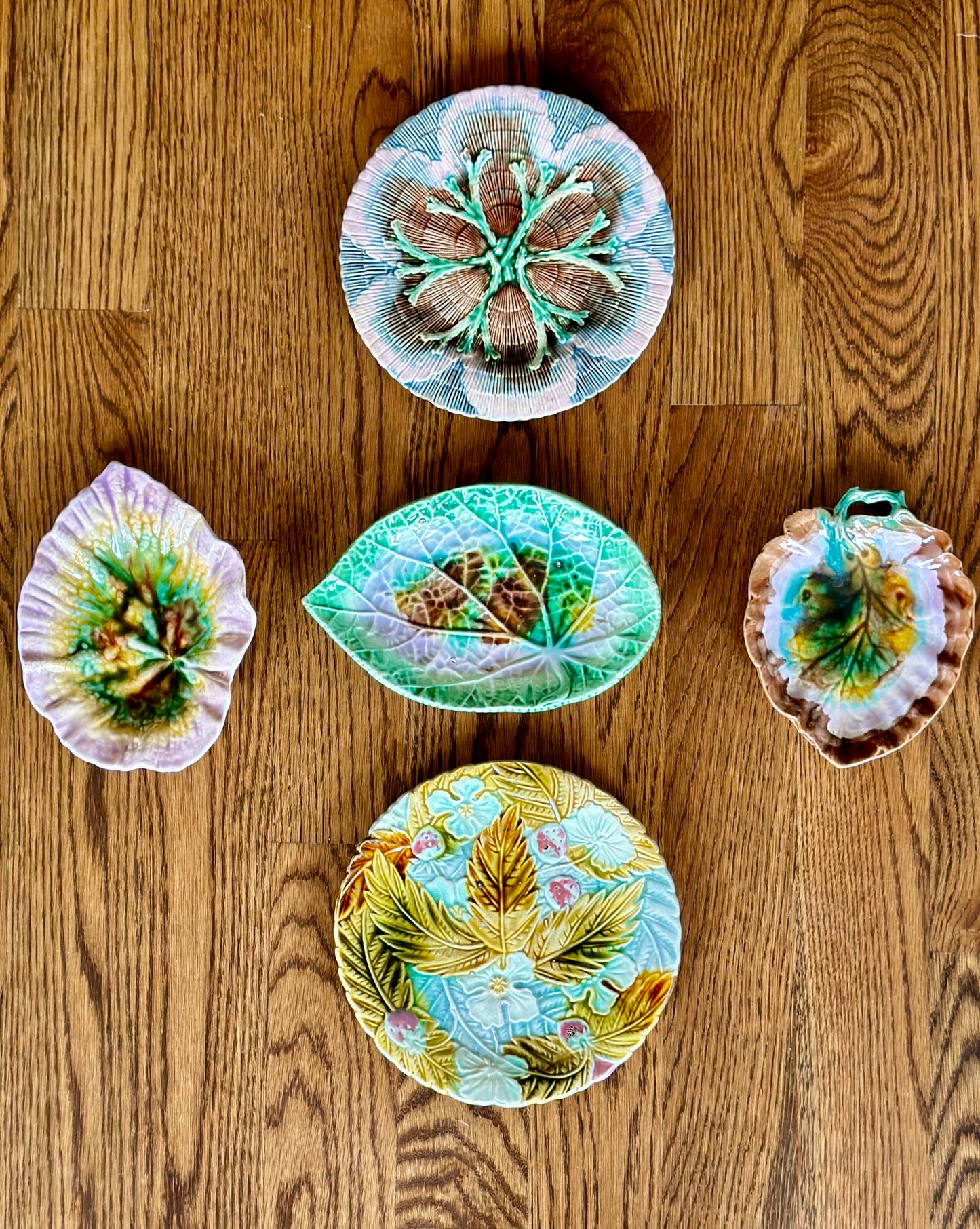 Vintage Majolica Leaves 5-Piece Set