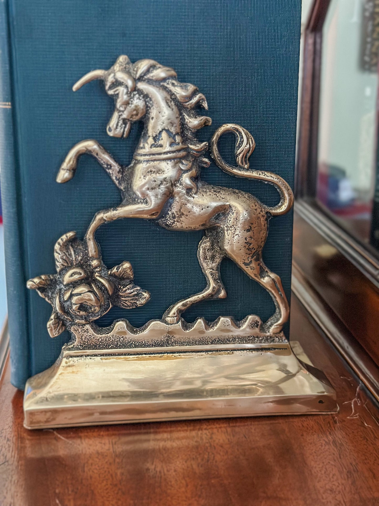British Royal Heraldic Brass Bookends