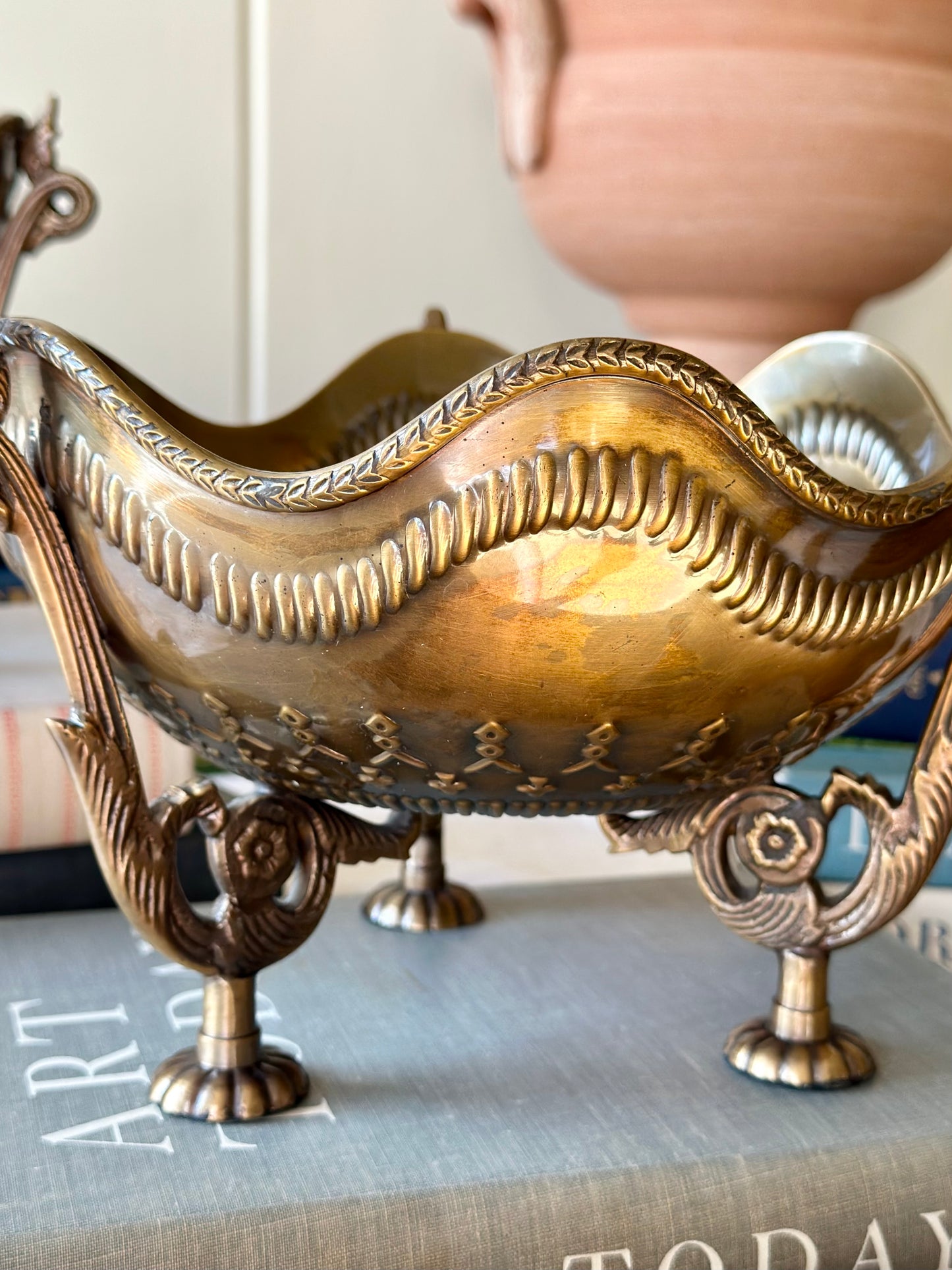 Scalloped Brass Footed Bowl