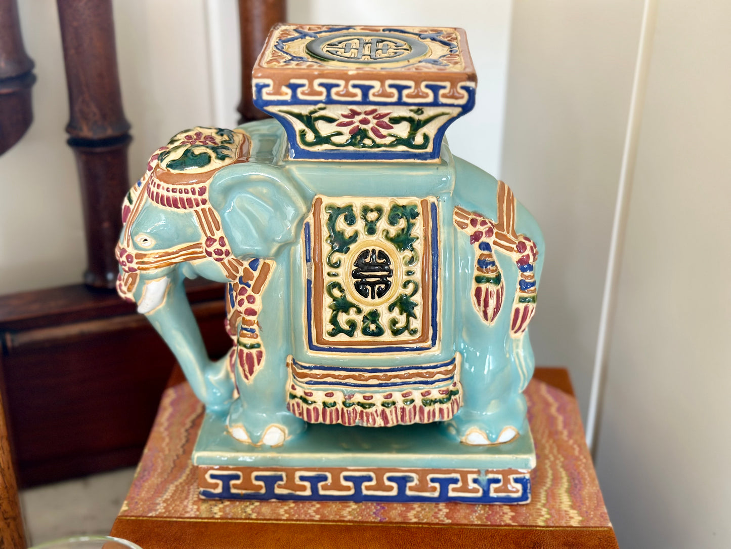 Vintage Chinoiserie Elephant Plant Stand