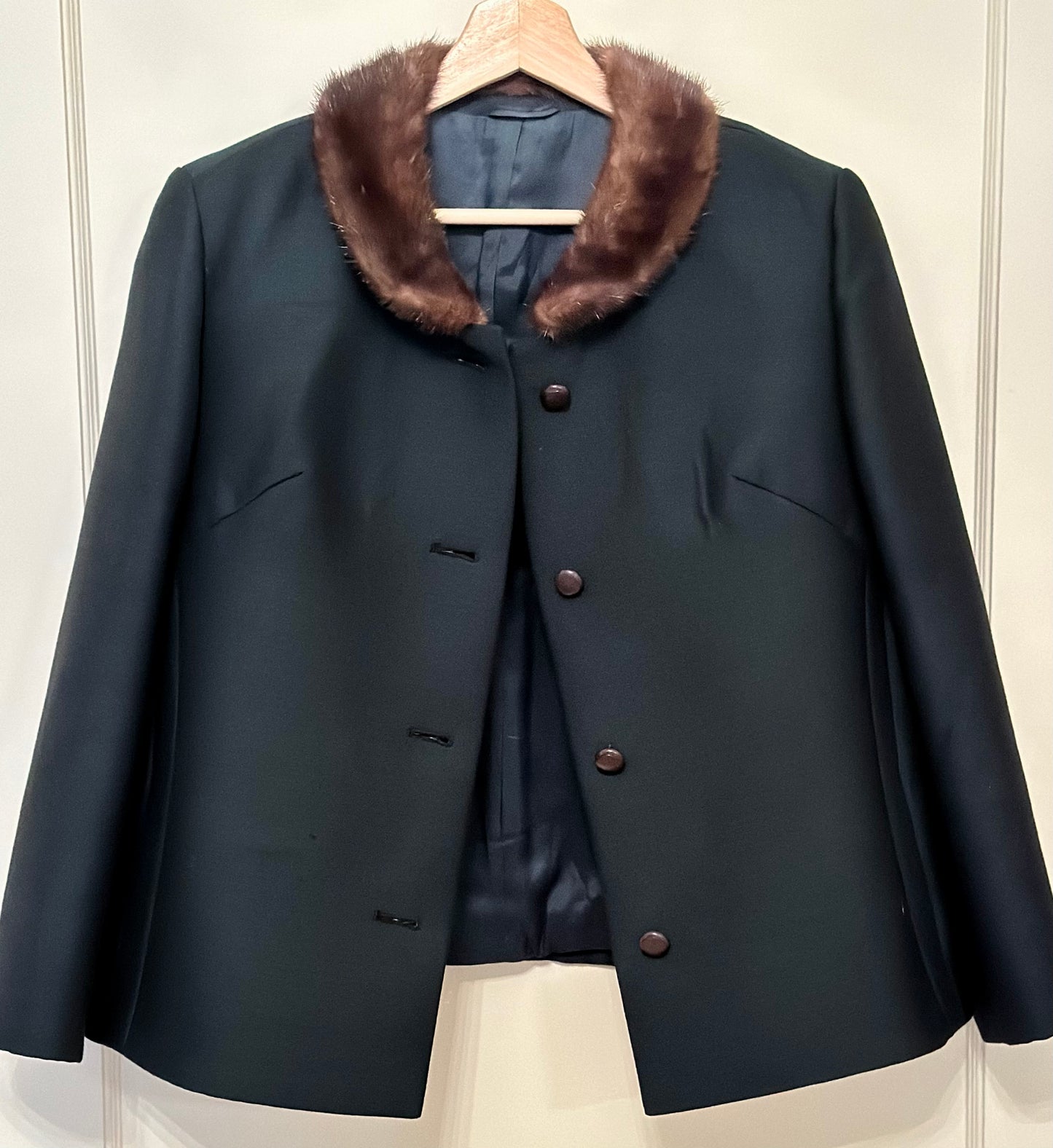 Vintage Deep Emerald Jacket with Fur Collar