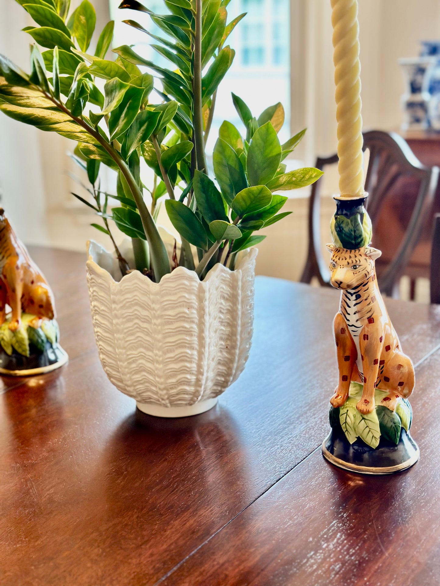 Cheetah Sister Porcelain Candlesticks (Set of 2)