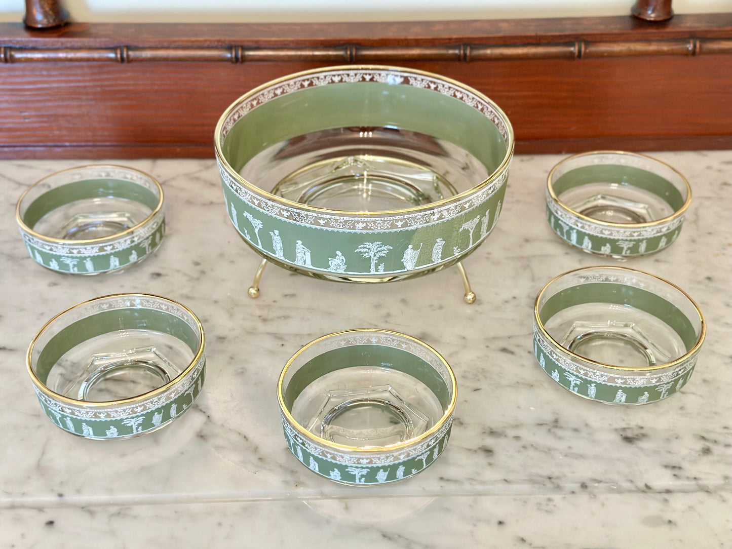 Vintage Jeanette Glass Hellenic 4-Way Server Set