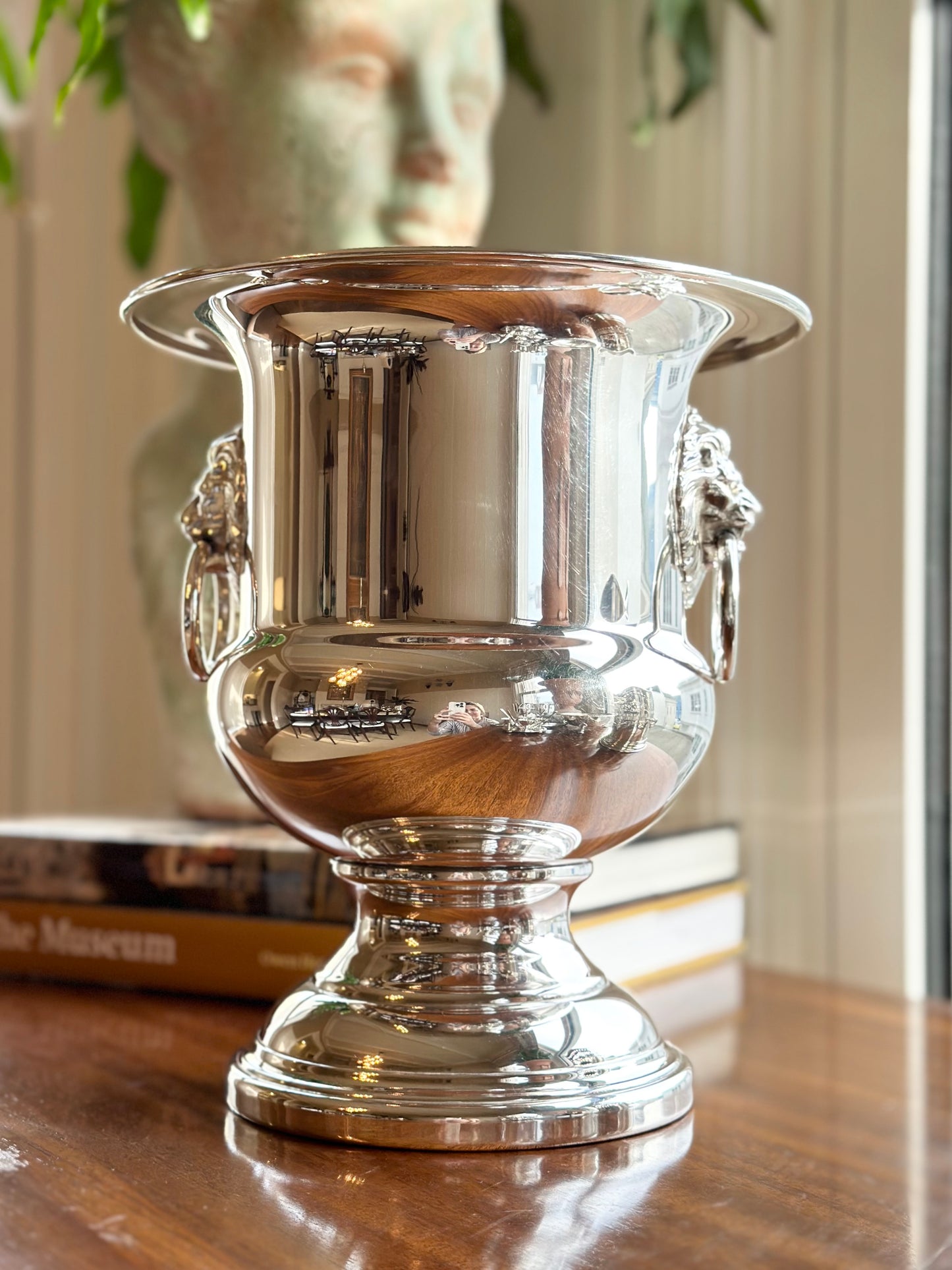 Trophy Style Champagne Bucket with Lion Heads