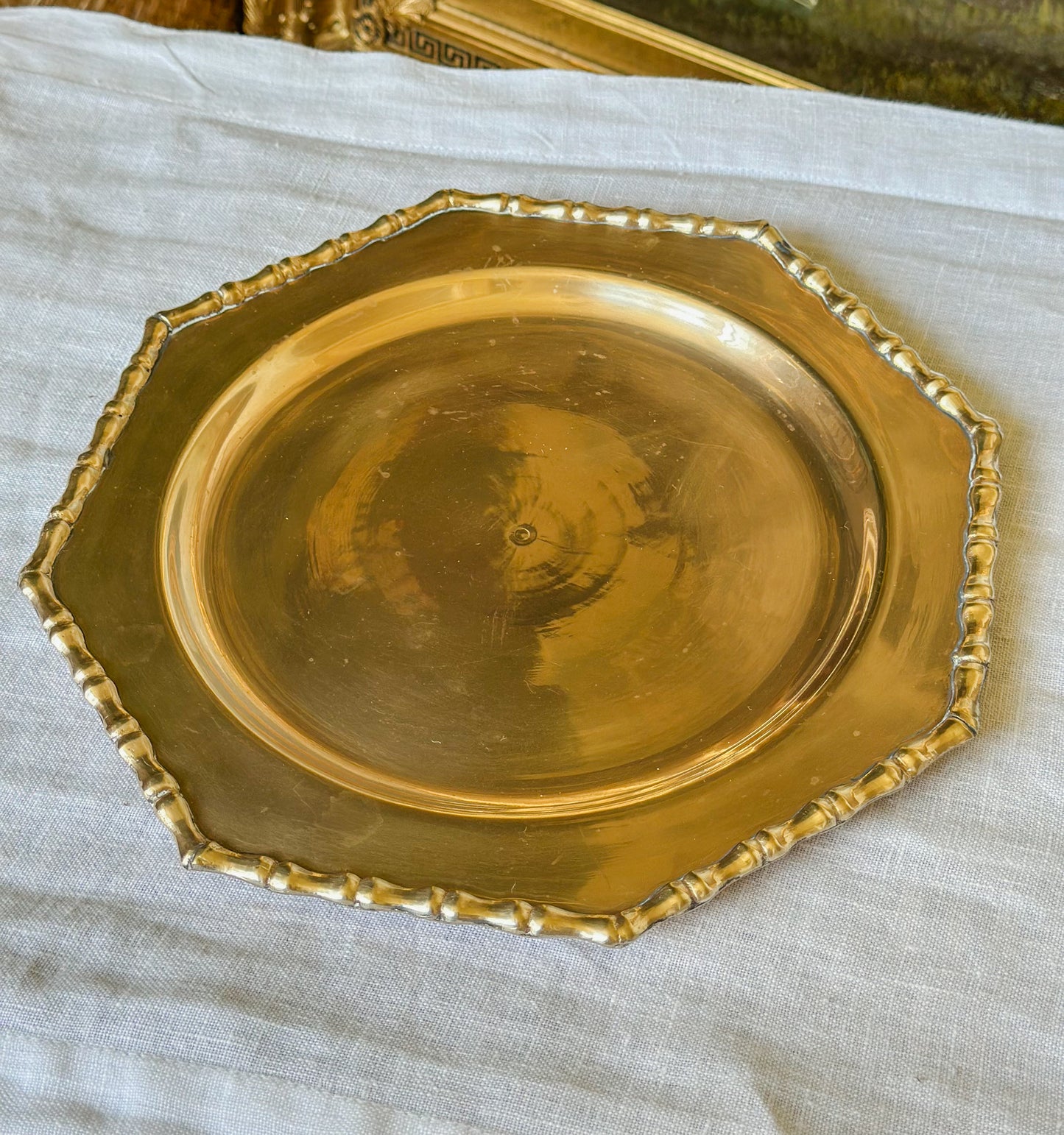 Brass Tray with Bamboo Edging