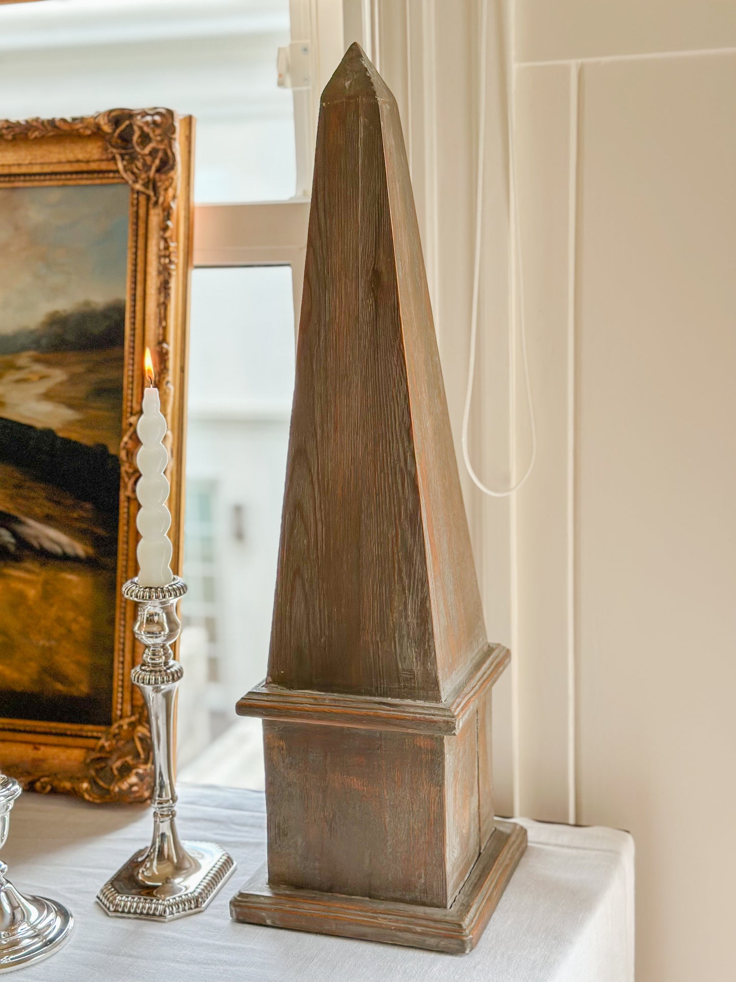 Wooden Obelisk Pair