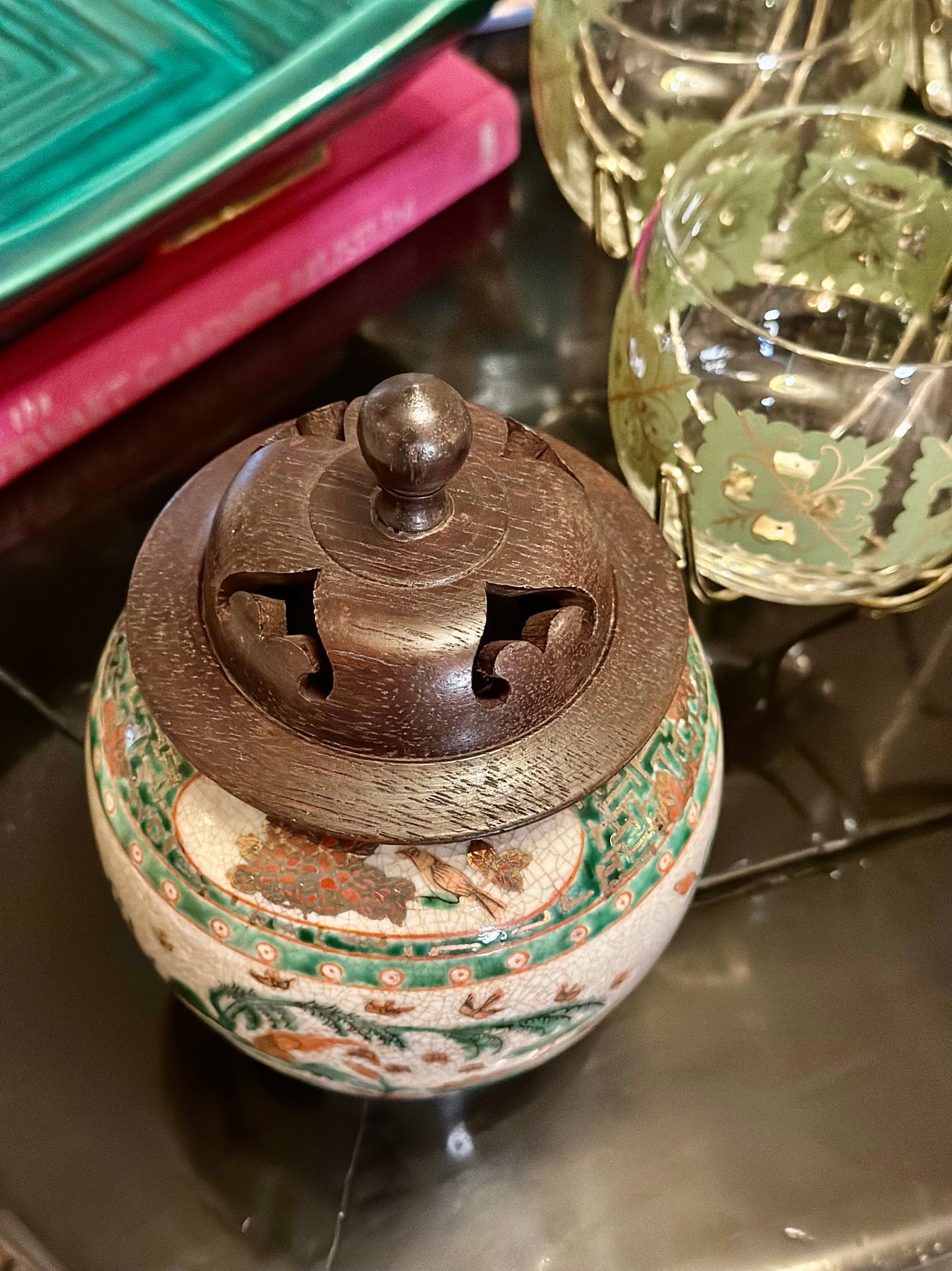 Crackle Glaze Porcelain Ginger Jar with Lid