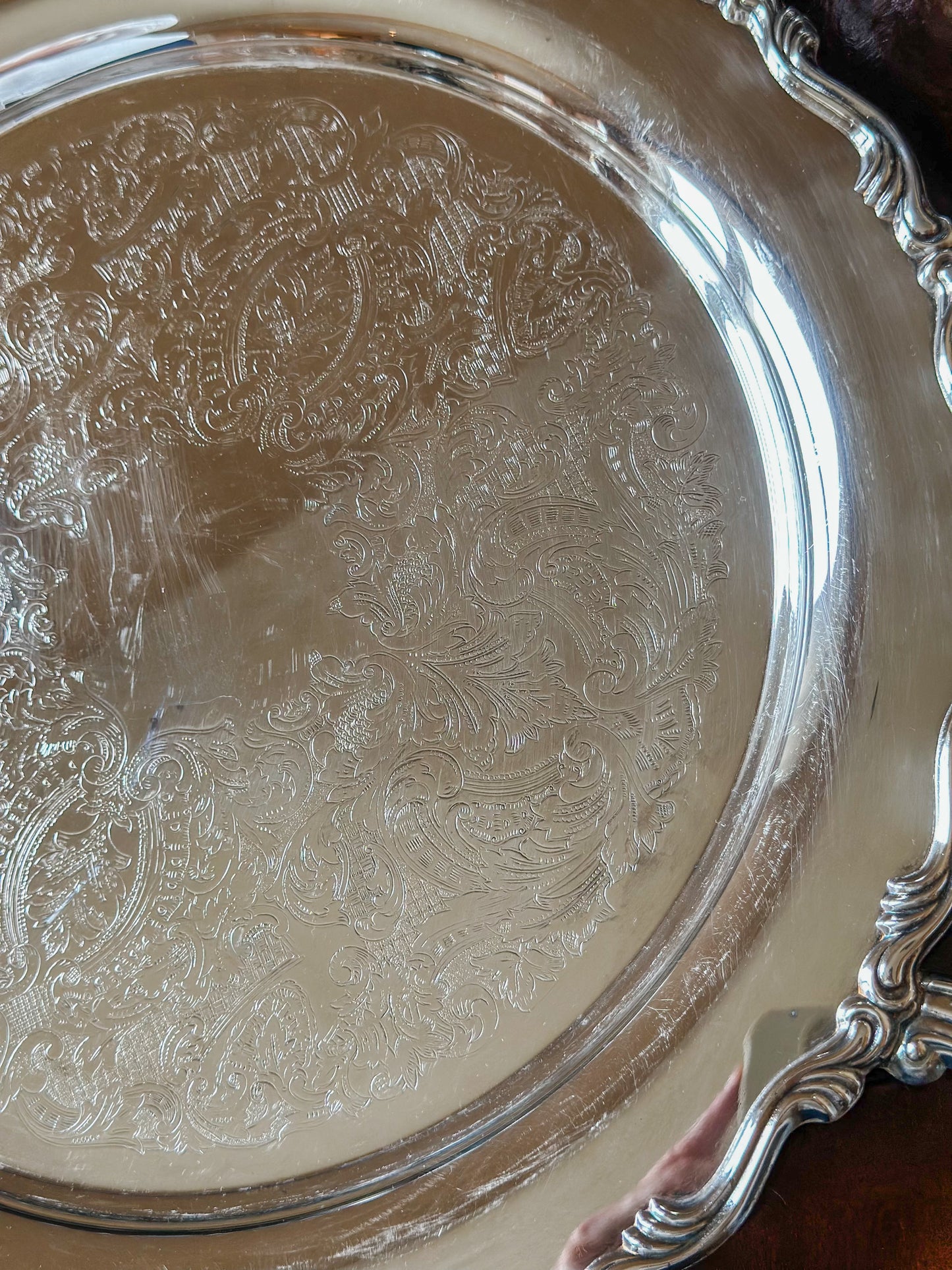 Vintage Silverplate Round Serving Tray