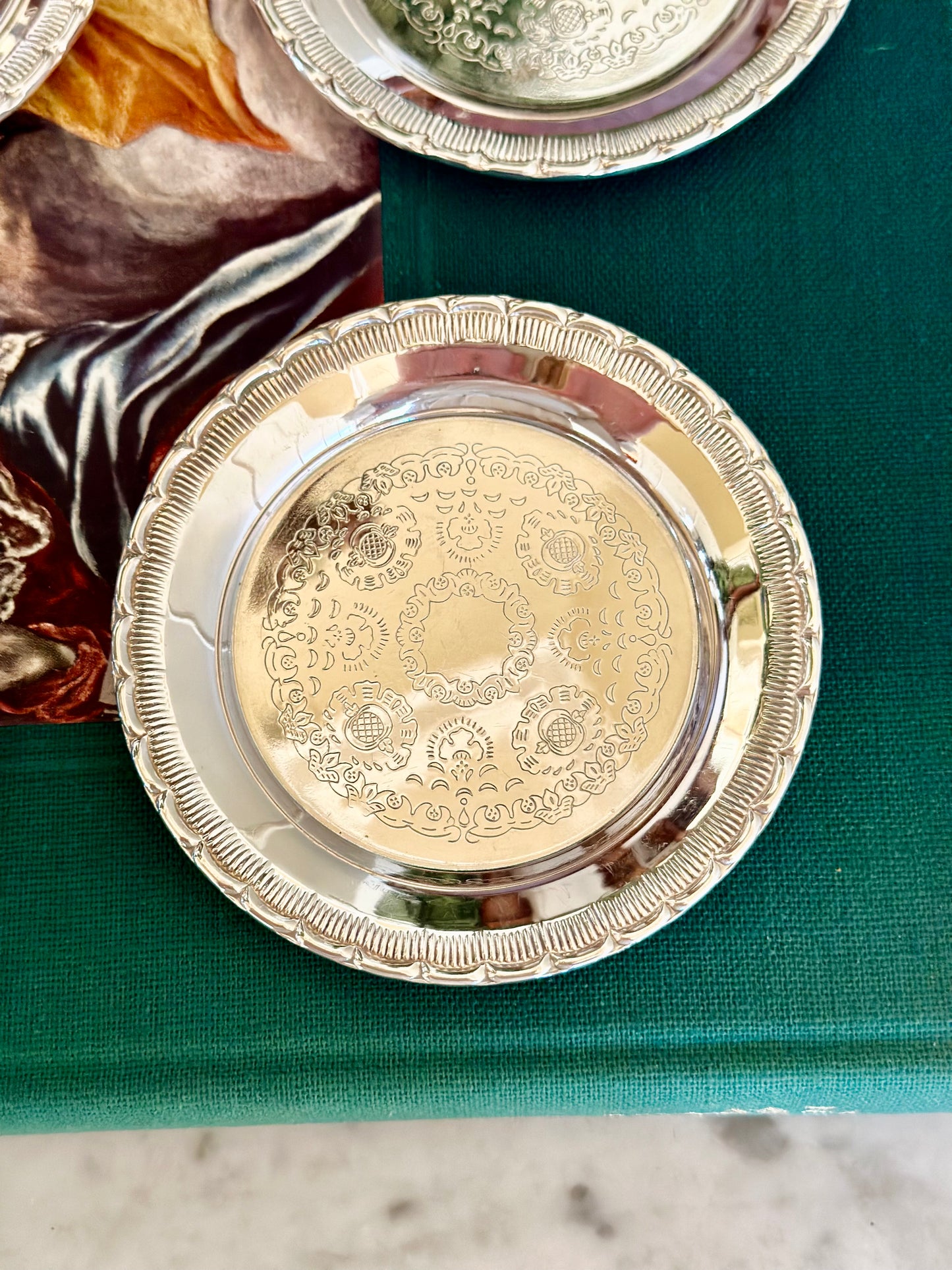 Vintage Silverplate Scalloped Edge Coasters (Set of 8)