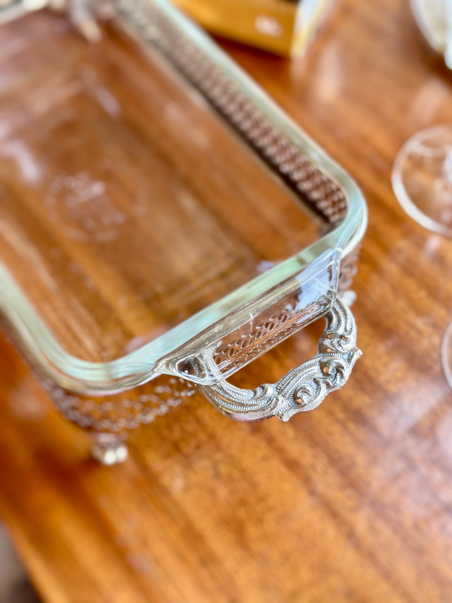 Vintage Anchor Hocking Serving Dish & Silverplate Holder