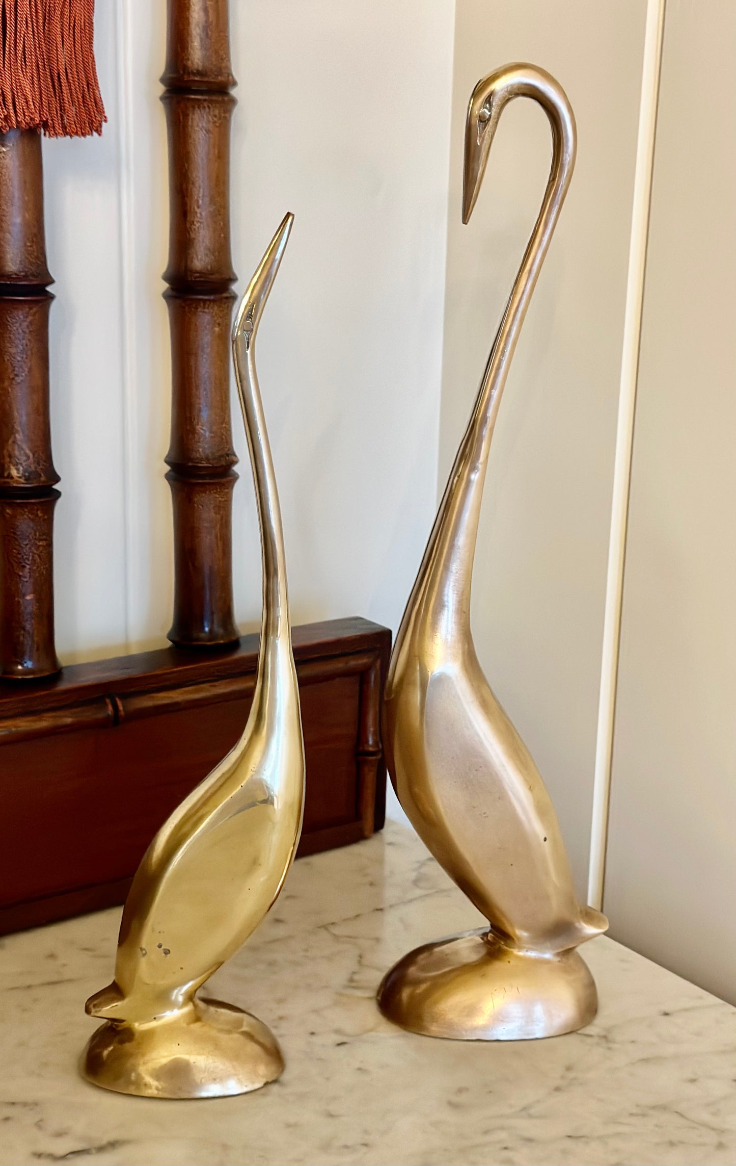 Brass Heron Pair