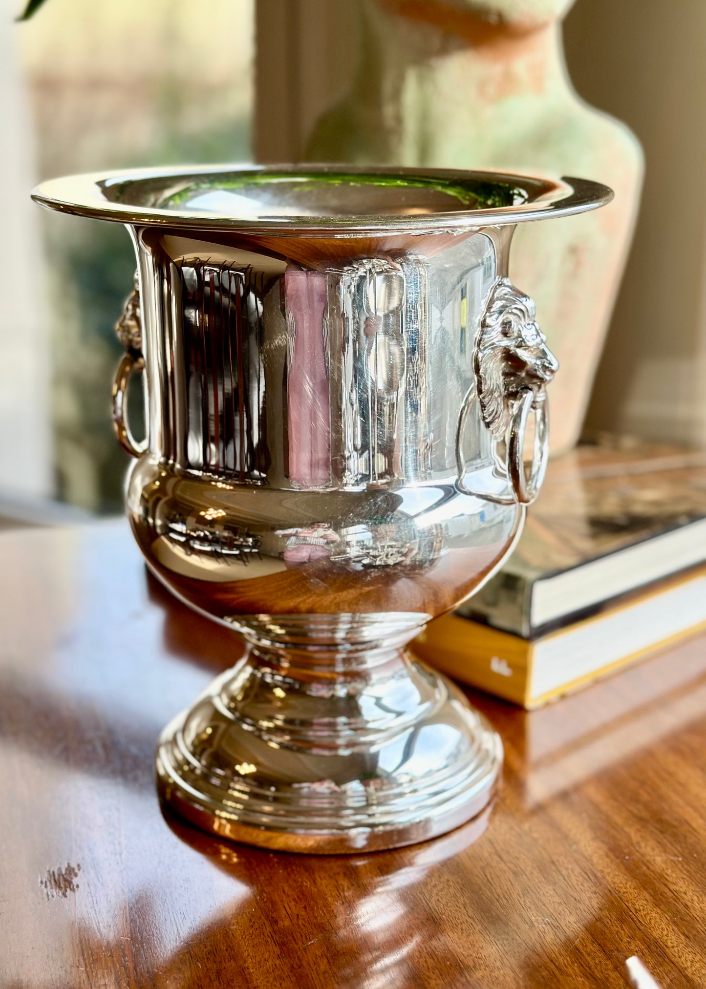 Trophy Style Champagne Bucket with Lion Heads