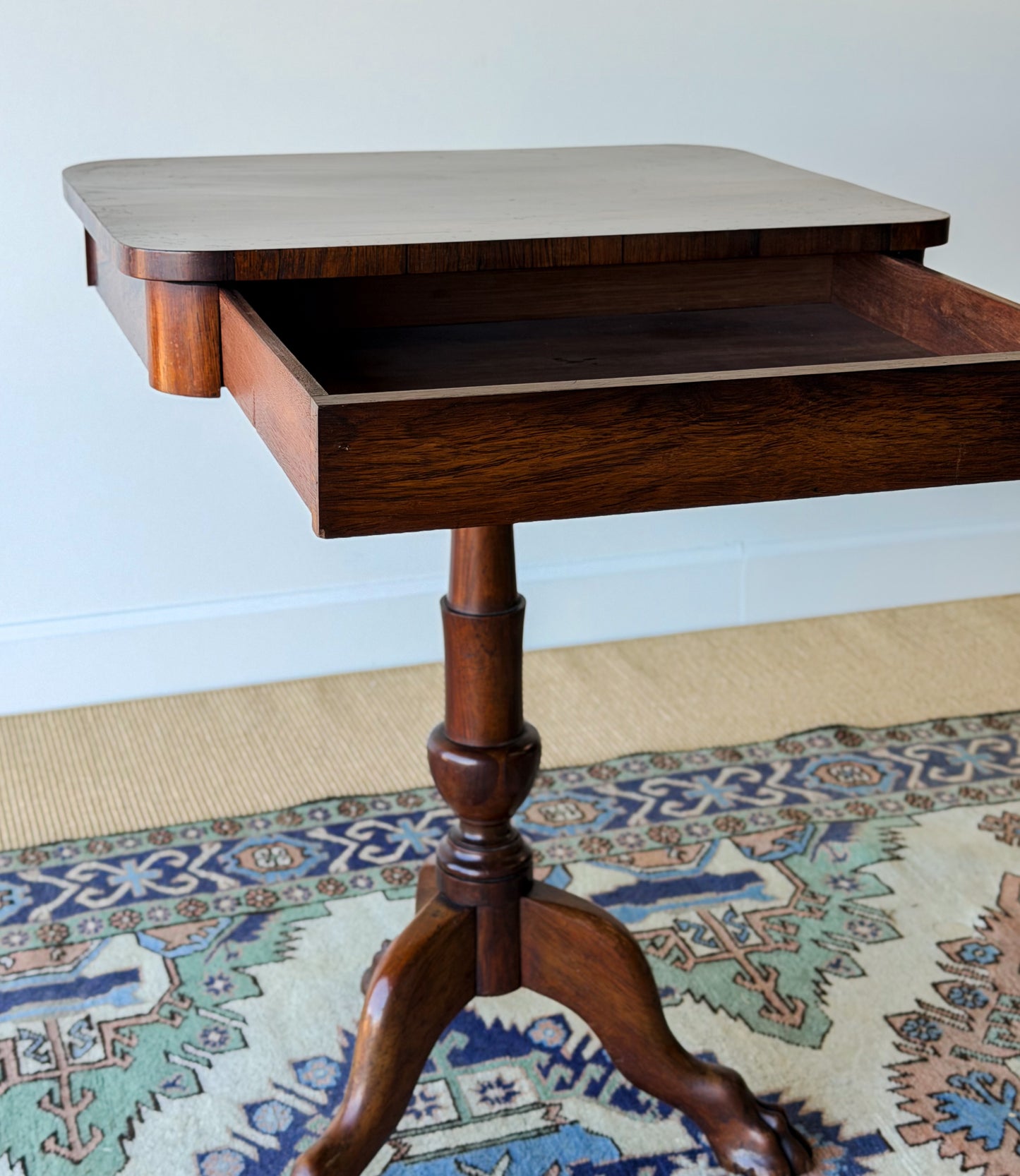 Georgian Mahogany Clawfoot Pedestal Side Table