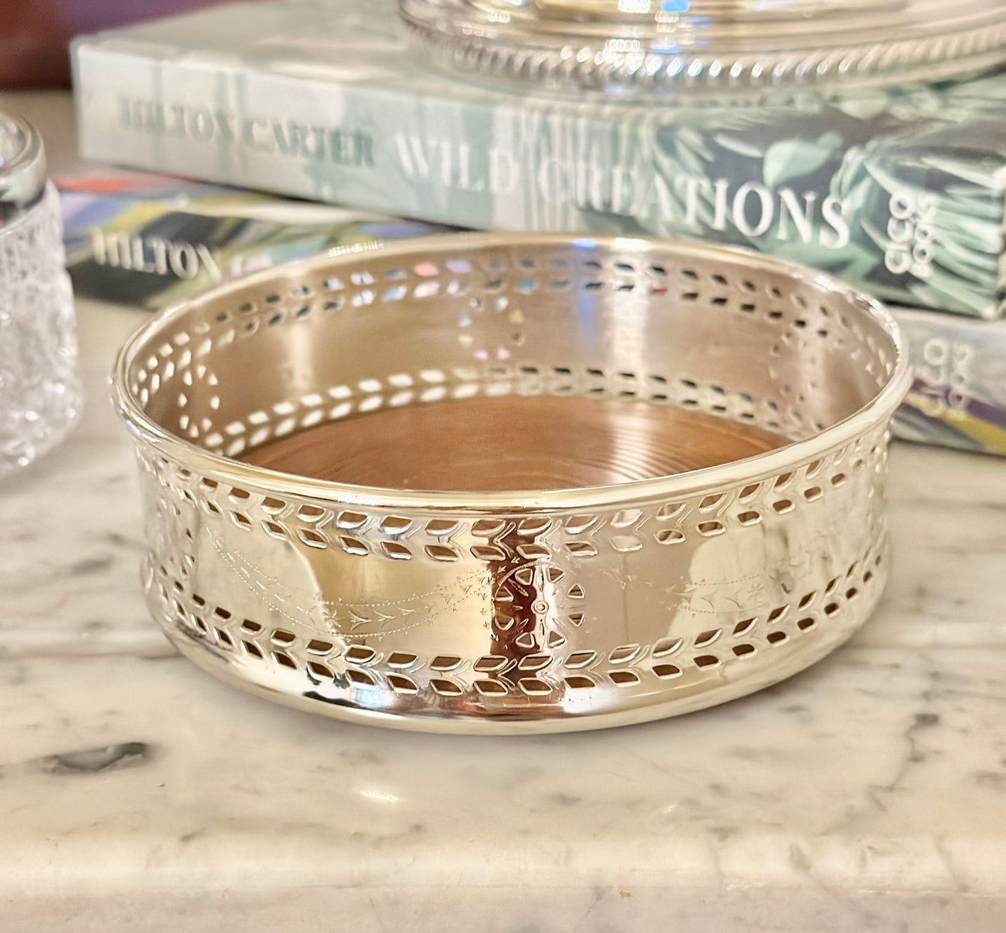 Vintage Silverplate and Teak Wine Bottle Coaster