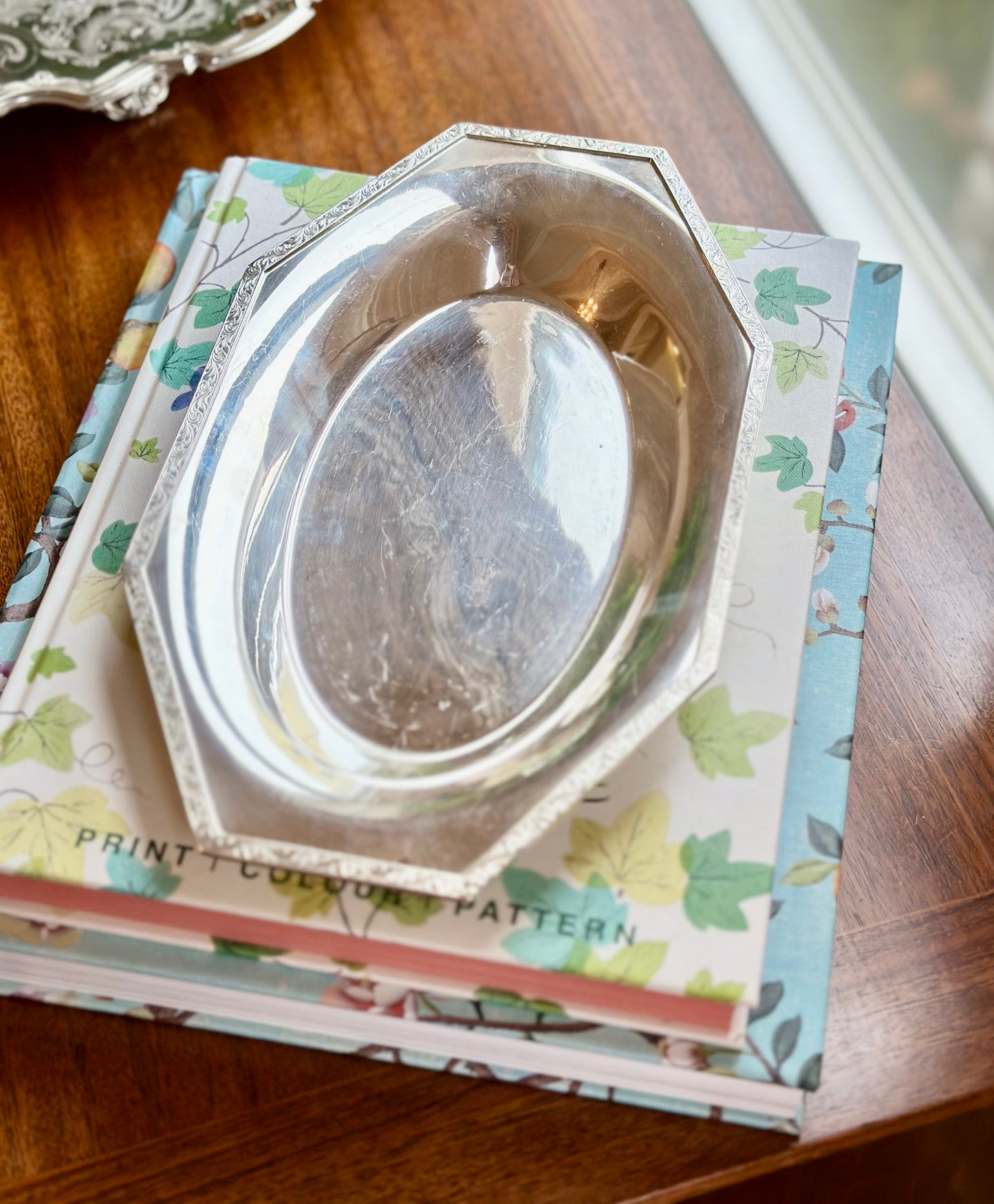 Silver Hexagon Shallow Tray