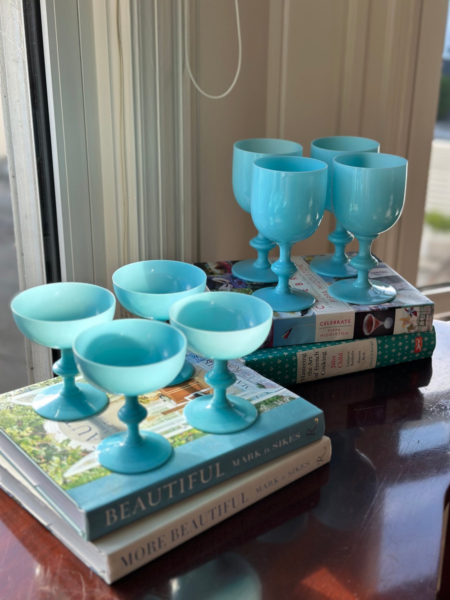 Blue Opaline Wine Glasses (Set of 4)