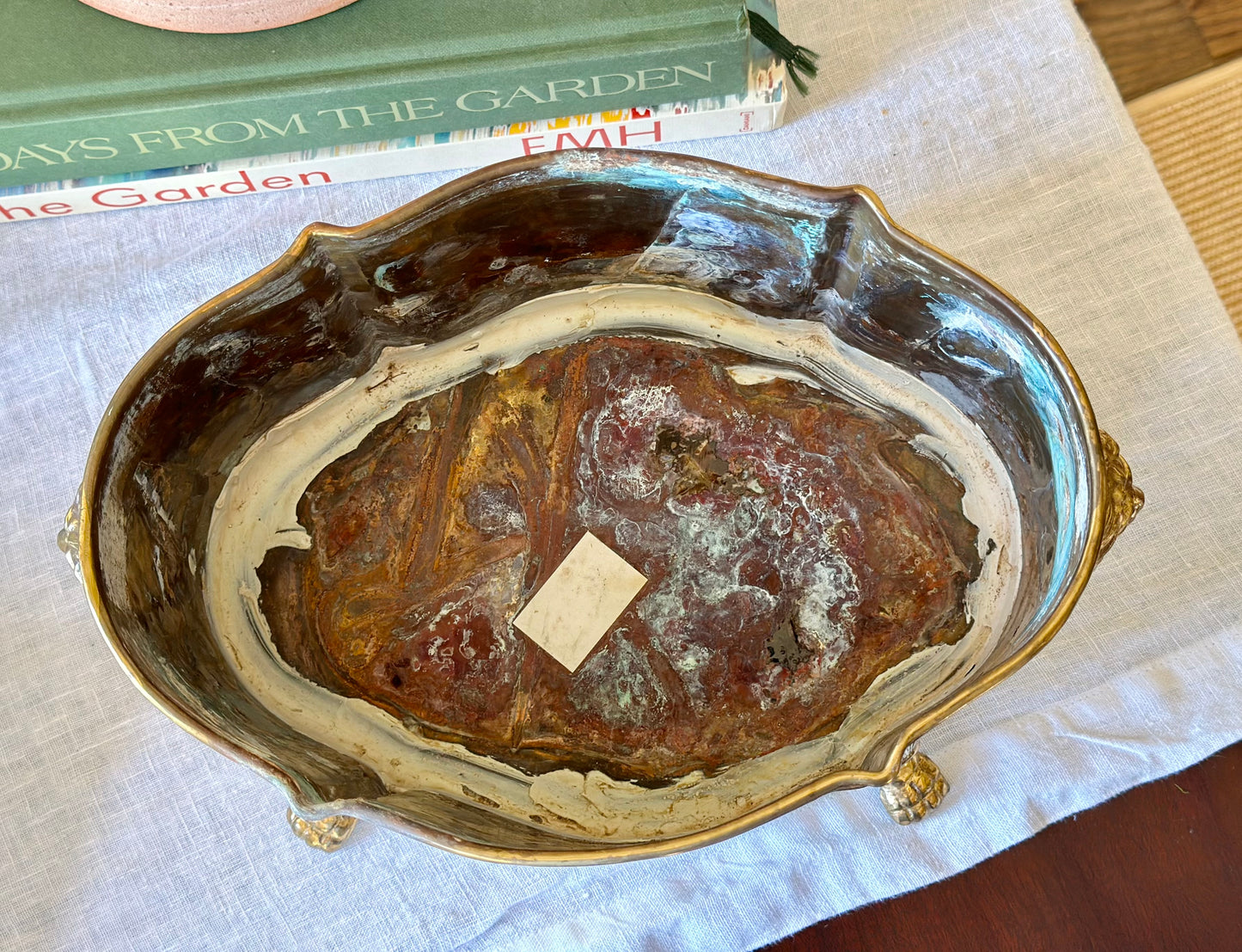 Brass Footed Lion Head Jardinière