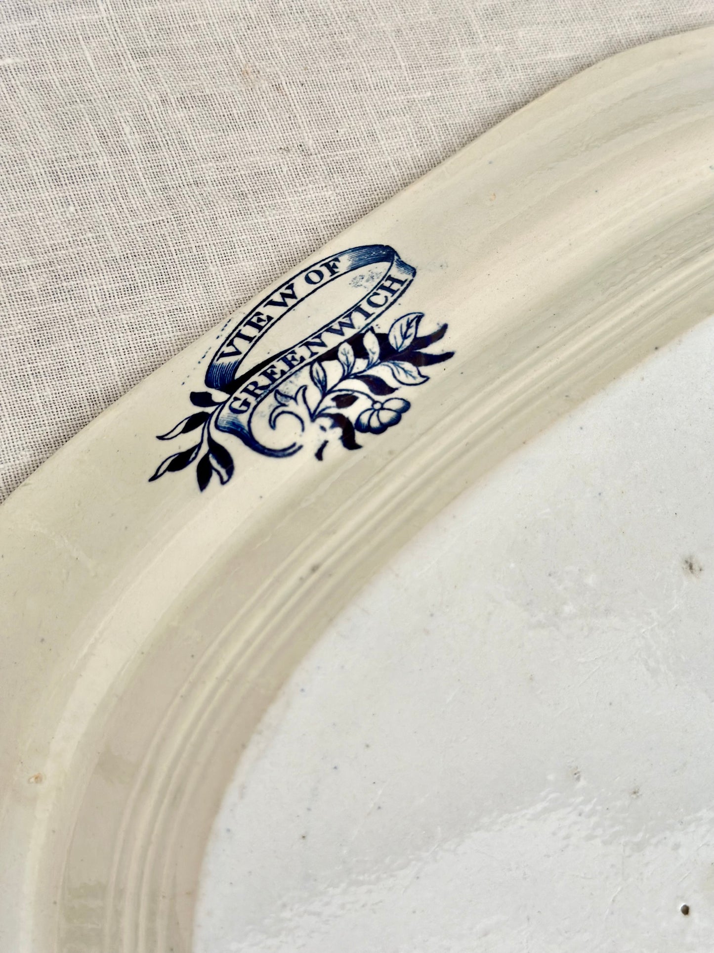 Antique English Ironstone Blue & White Platter