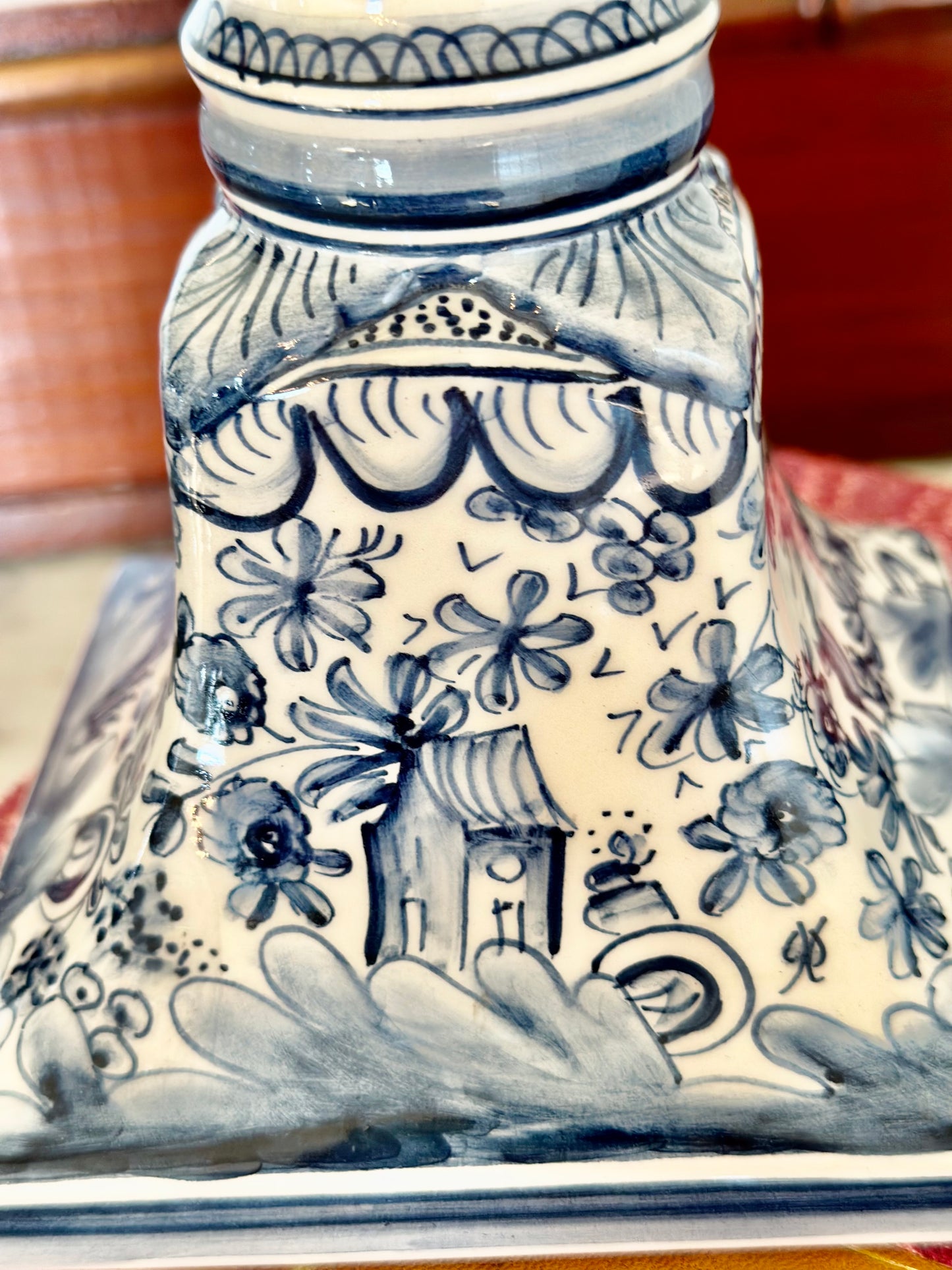 Portugese Hand-Painted Blue and White Candlesticks