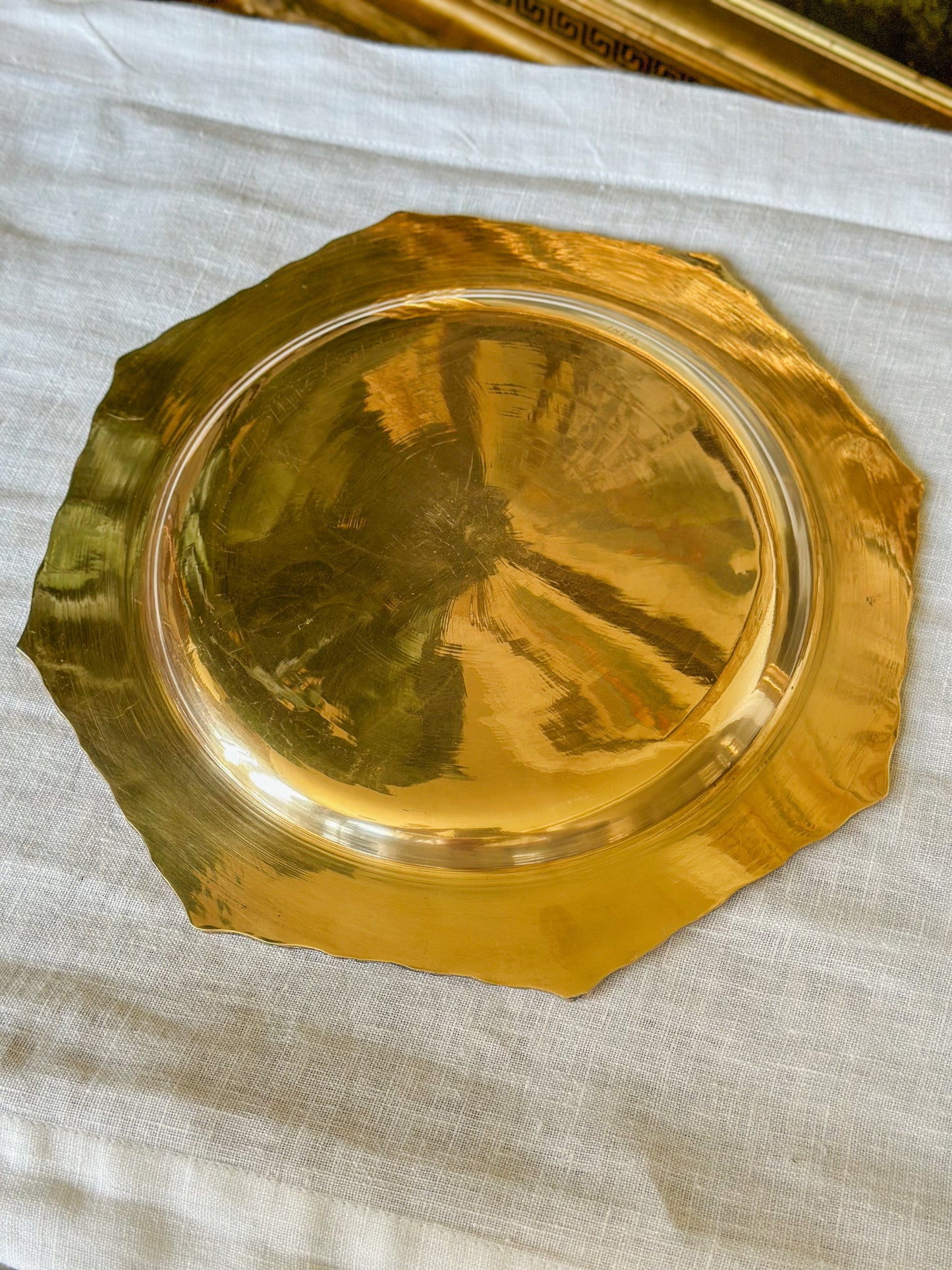 Brass Tray with Bamboo Edging