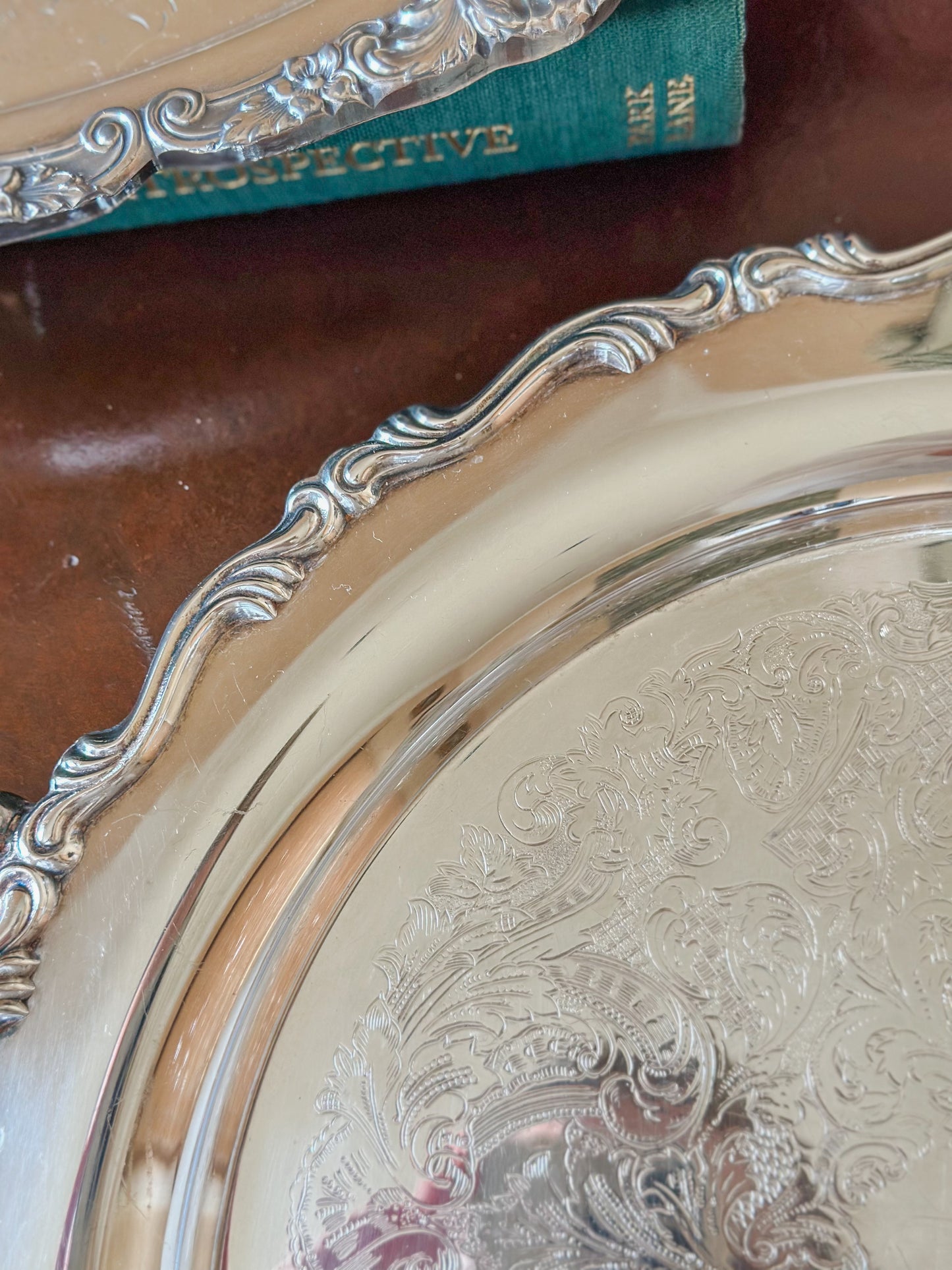 Vintage Silverplate Round Serving Tray