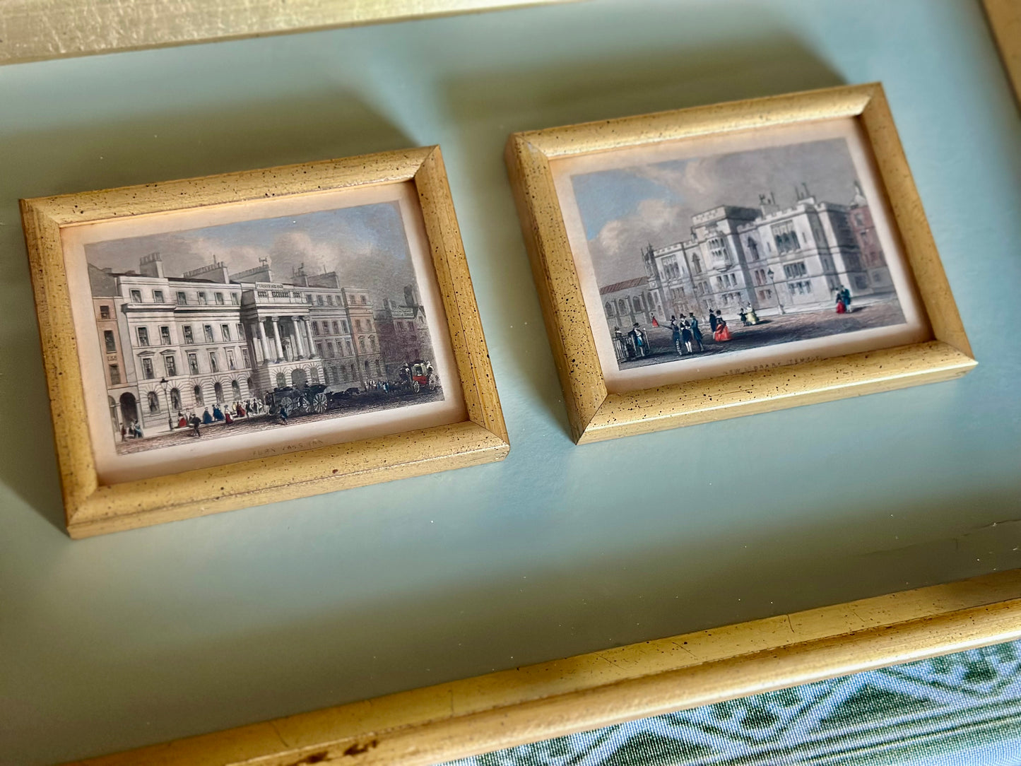 Antique English Hand-Colored Etchings of London Landmarks (Set of 2)